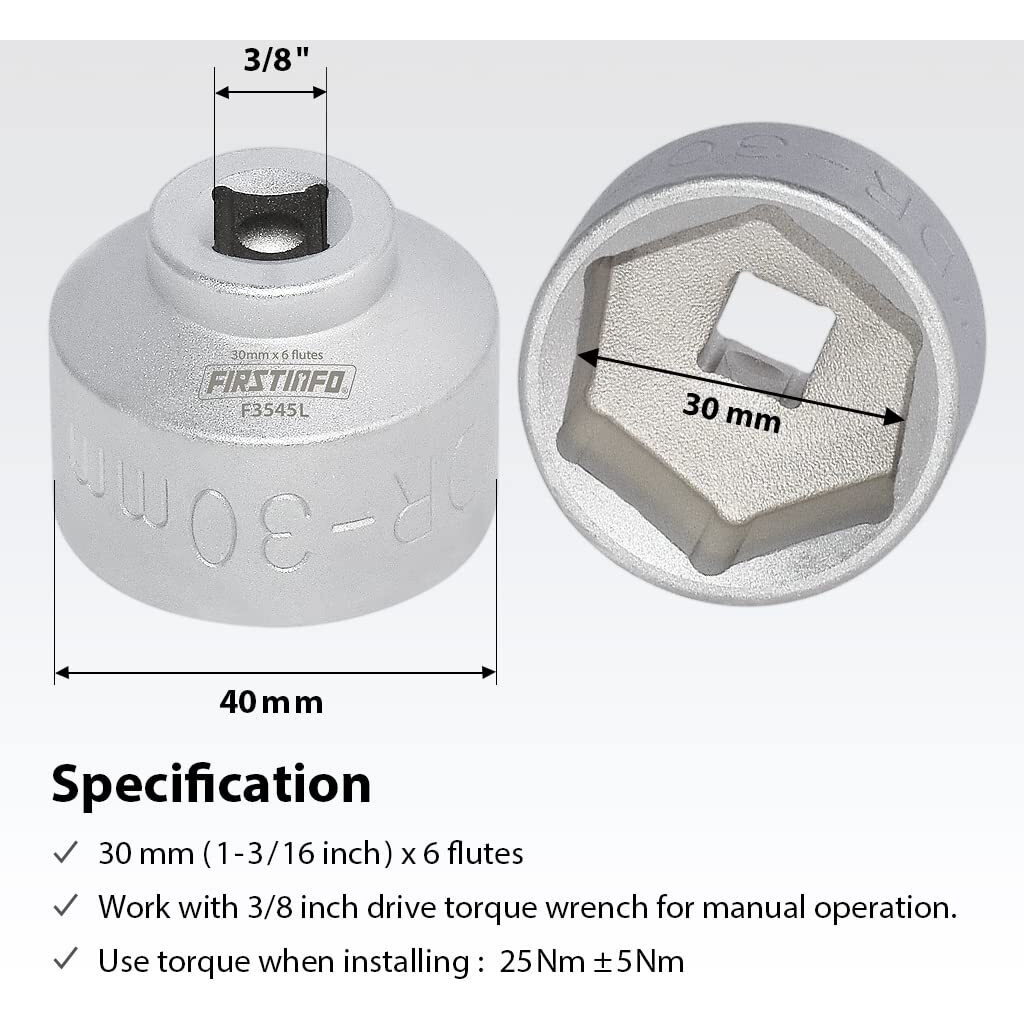 Firstinfo F3545L 30Mm Hex Low Profile Oil Filter Wrench Socket For Volkswagen Polo And Golf, Seat Ibiza, And Skoda Fabia With 1.4 16V Petrol Engines