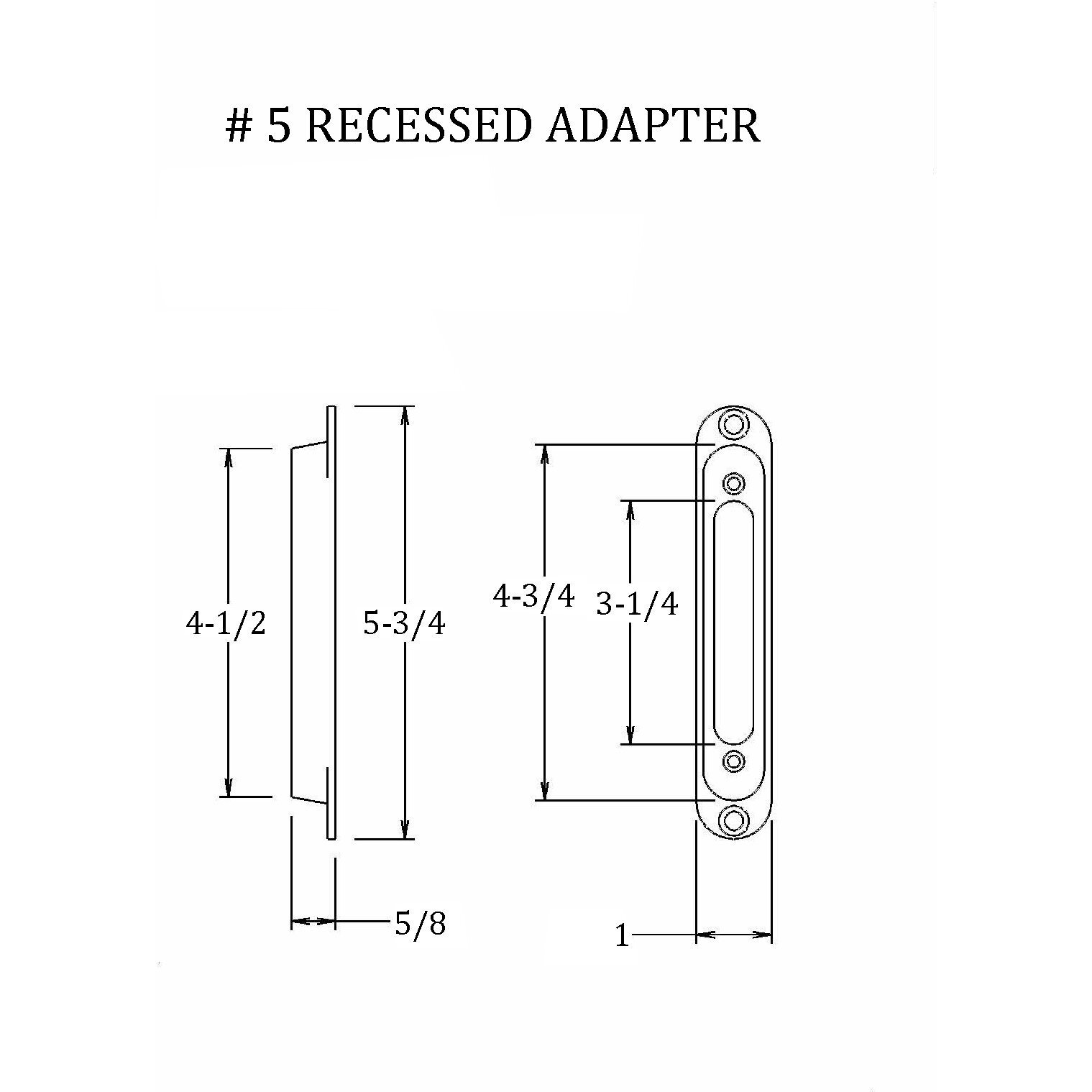 Fpl 3-45-S Sliding Glass Door Replacement Mortise Lock With Recessed Adapter Plate, 5-1/4    Screw Holes, 45 Degree Keyway- Oil Rubbed Bronze Finish