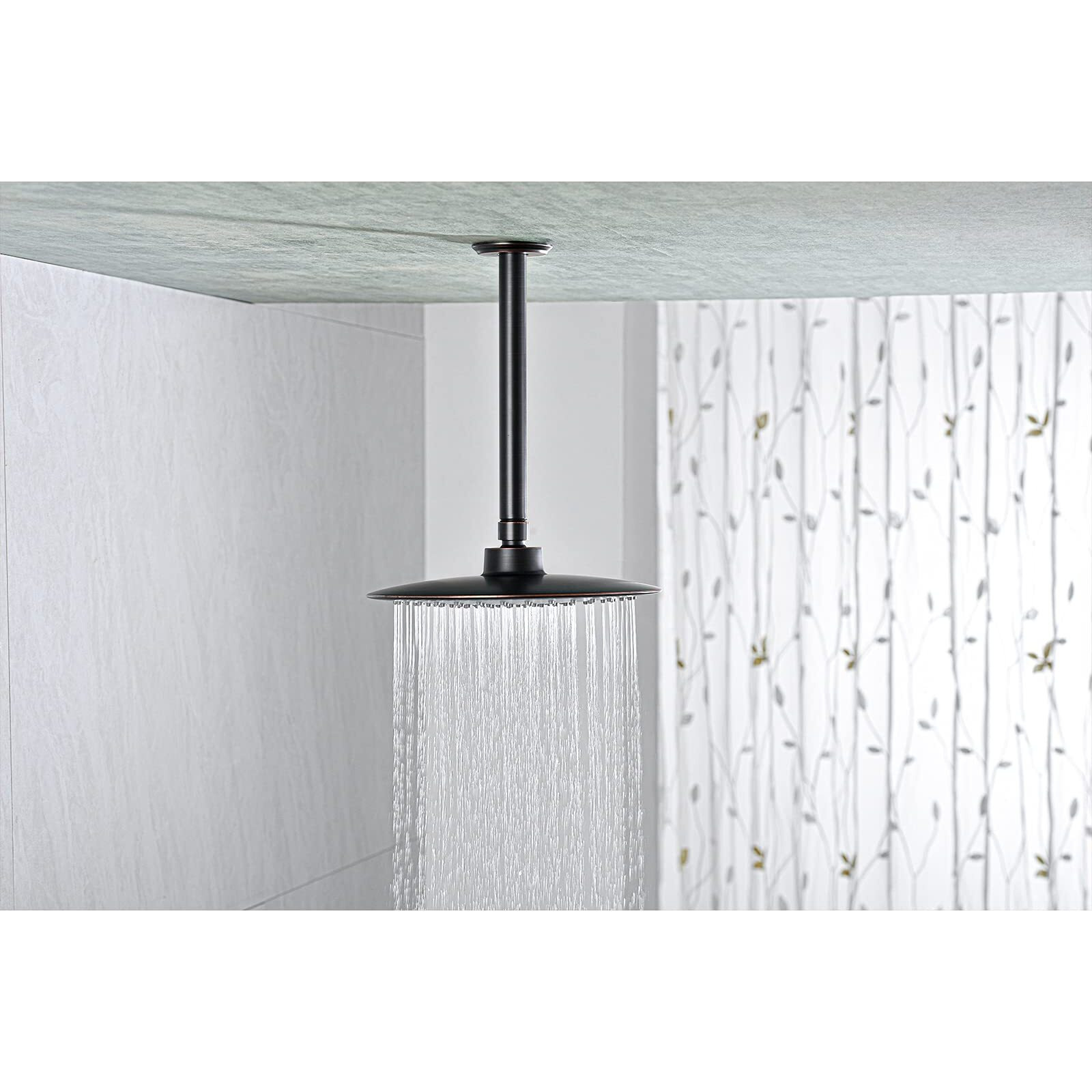 Anpean 8 Inch Shower Arm And Flange Oil Rubbed Bronze, Ceiling Mounted Shower Arm For Rain Shower Head