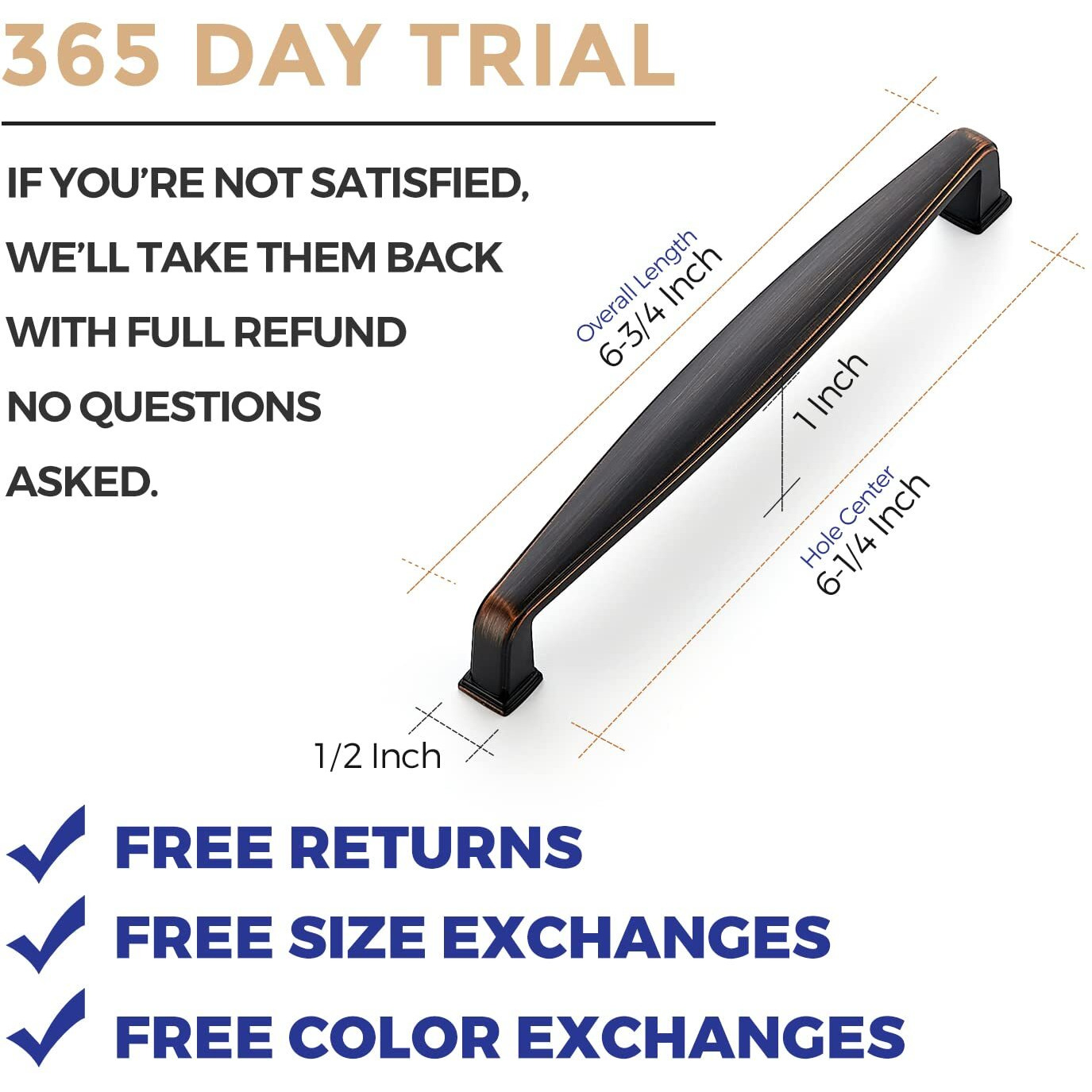 Ravinte 20 Pack Solid 6-1/4 Inch Cabinet Handles - Oil Rubbed Bronze Pulls For Kitchen Drawers And Cabinets - Hardware For Cupboards