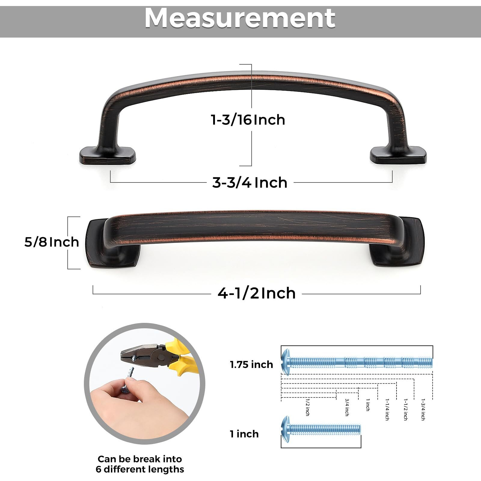 Ravinte Decor 5 Pack Cabinet Handles Arch Cabinet Pulls - 3-3/4 Inch Drawer Pulls Oil Rubbed Bronze Kitchen Drawer Handles Curved Dresser Hardware Solid Kitchen Hardware