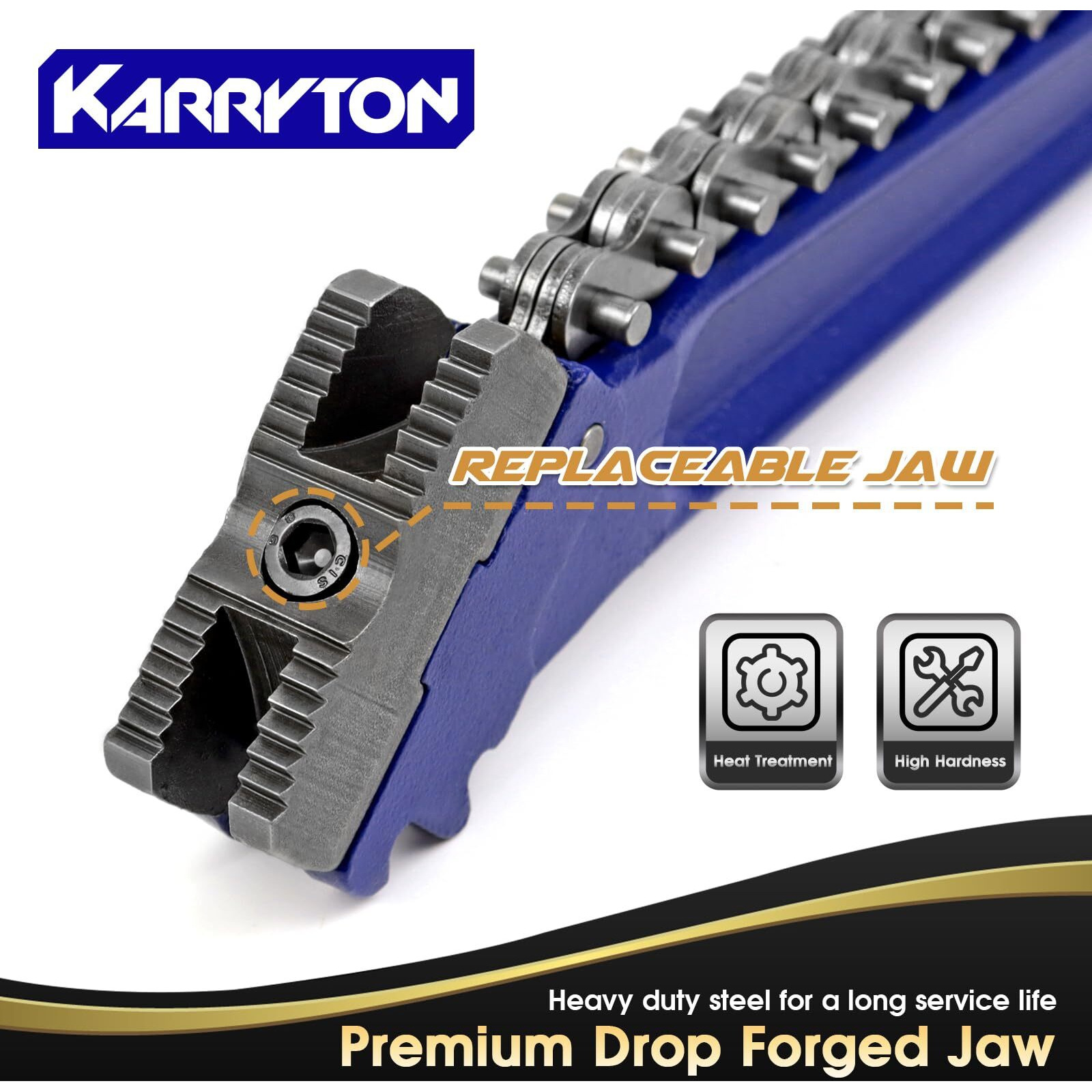 Karryton 14"" Chain Pipe Wrench 2"" - 5"" Pipe Diameters, 18.5"" Chain Length Max Breaking Load 5500Lbs, Heavy Duty Plumbing Tool For Pipe Installation, Oil Fields Operations And Maintenance
