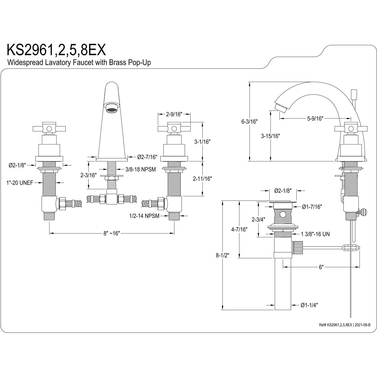 Kingston Brass Ks2965Ex Elinvar Widespread Lavatory Faucet, 7-Inch Spout Reach, Oil Rubbed Bronze