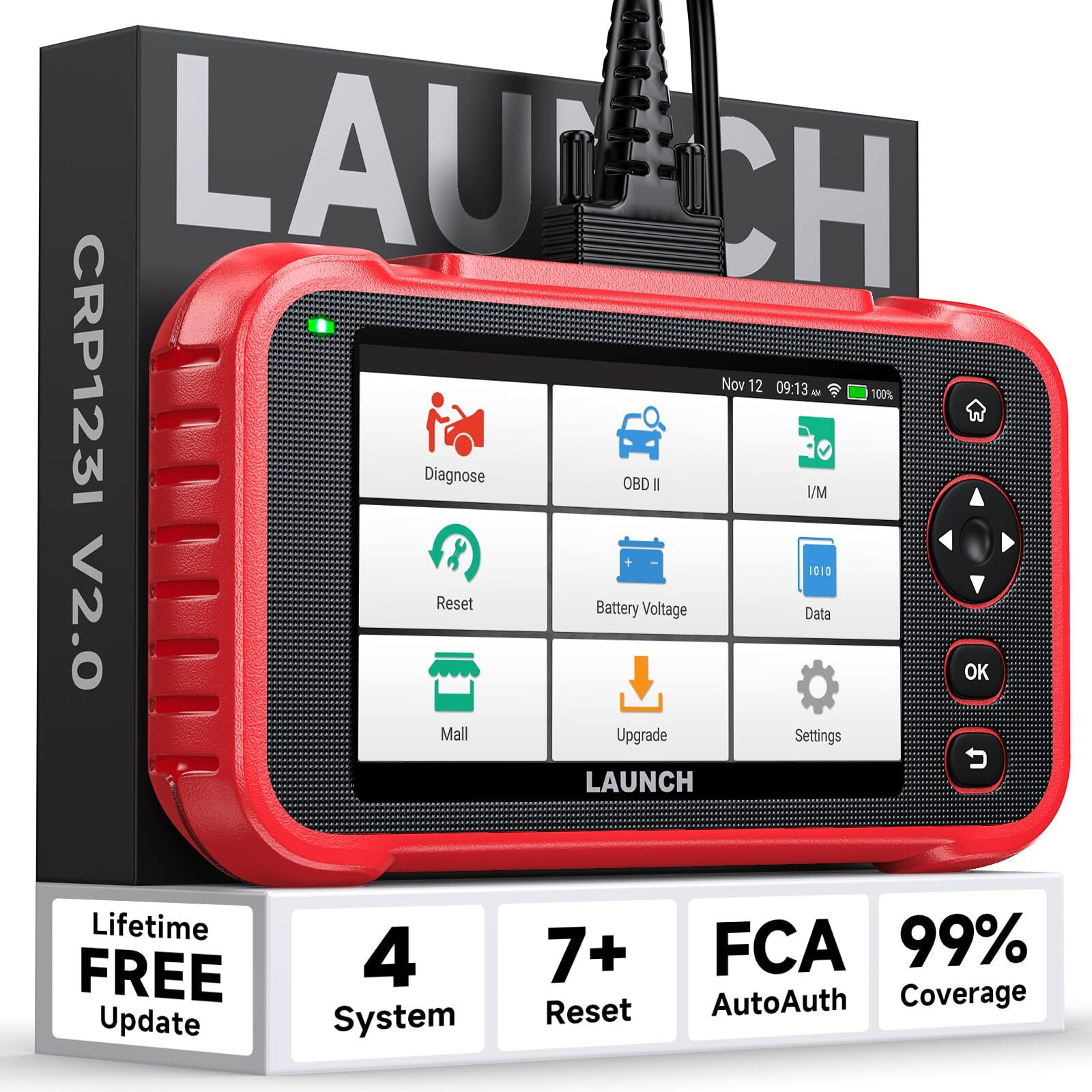 Launch Crp123I V2.0 Elite Obd2 Scanner Diagnostic Tool, 2025 New Code Reader For Cars And Trucks, Engine Abs Srs Transmission Car Scanner, Lifetime Free Update, Oil/Epb/Dpf/Sas/Bms Throttle Relearn