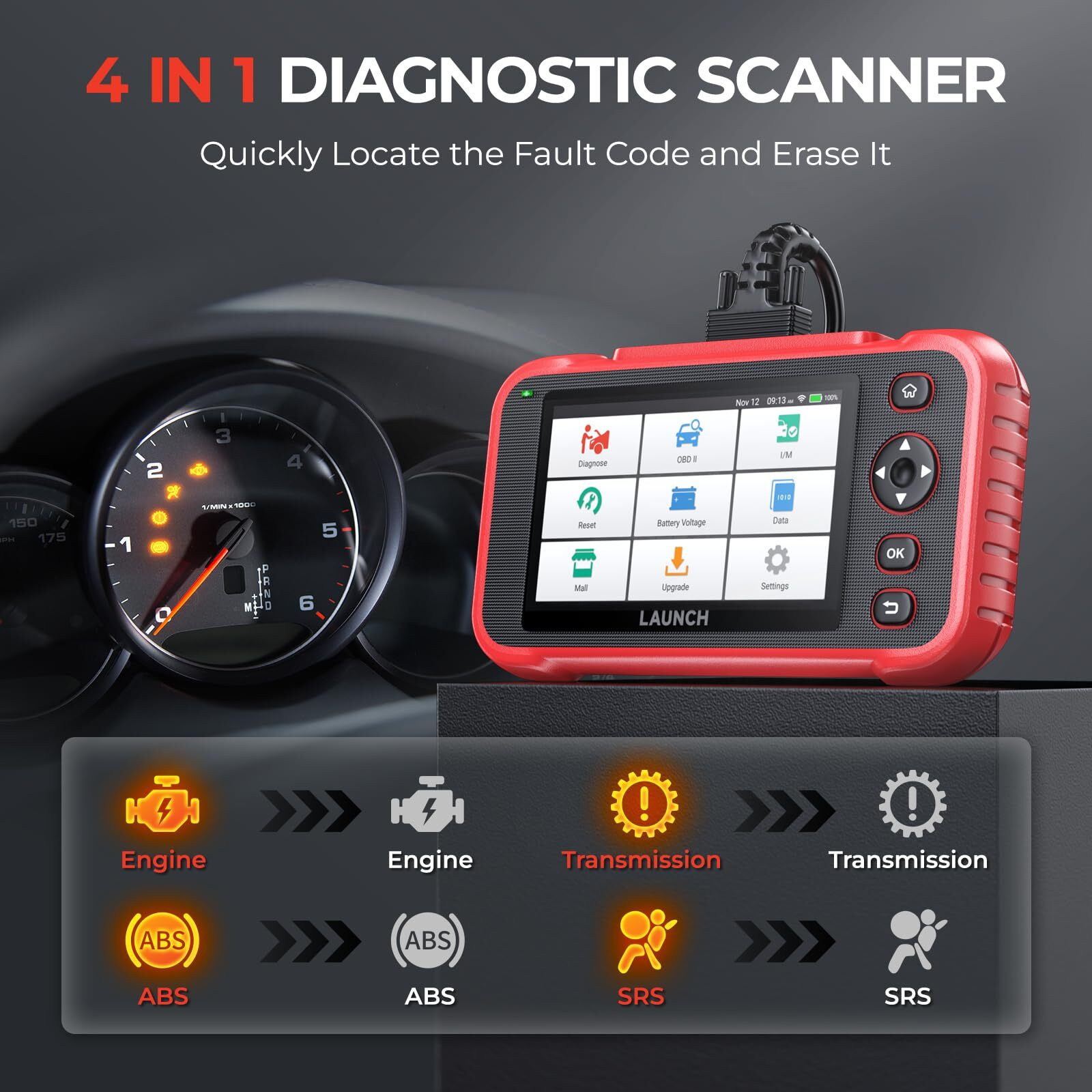 Launch Crp123I V2.0 Elite Obd2 Scanner Diagnostic Tool, 2025 New Code Reader For Cars And Trucks, Engine Abs Srs Transmission Car Scanner, Lifetime Free Update, Oil/Epb/Dpf/Sas/Bms Throttle Relearn
