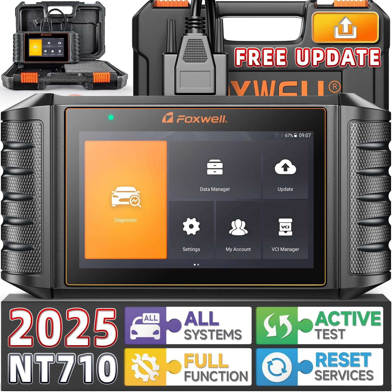 Foxwell Nt710 Fit For Gm Diagnostic Scan Tool, Bi-Directional All System Obd2 Scanner For Chevrolet Buick Gmc Cadillac, All Resets Code Reader Oil Epb Sas Tpms Abs Bleeding Throttle Crankshaft Relearn