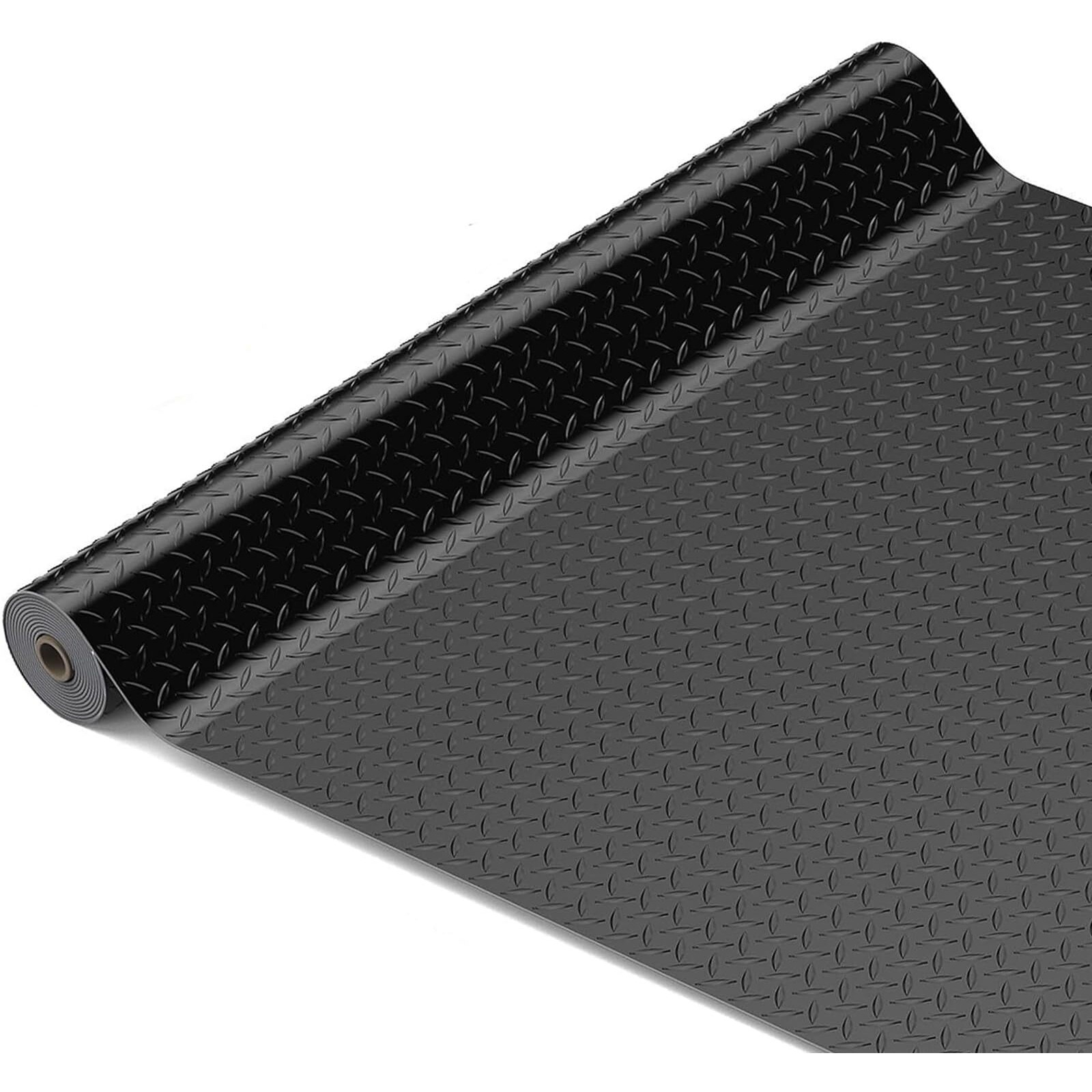 Besea 4 X 6 Ft Garage Floor Mat, Heavy Duty Diamond Plate Rubber Parking Mat - Waterproof, Oil-Resistant, Anti-Slip Flooring Roll For Under Car, Home Garage Or Workshop,1/8"" Thick