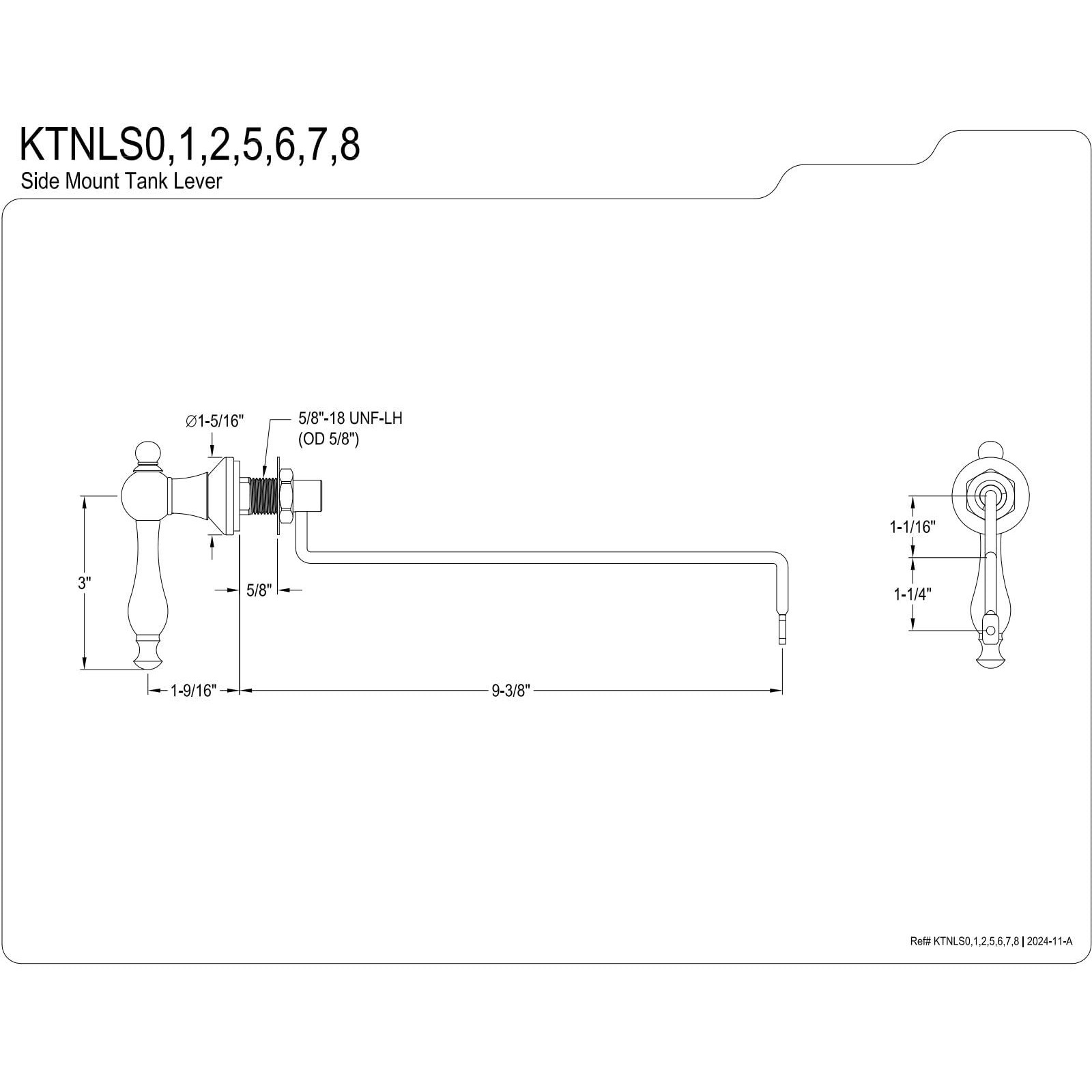 Kingston Brass Ktnls5 Naples Side Mount Toilet Tank Lever, Oil Rubbed Bronze