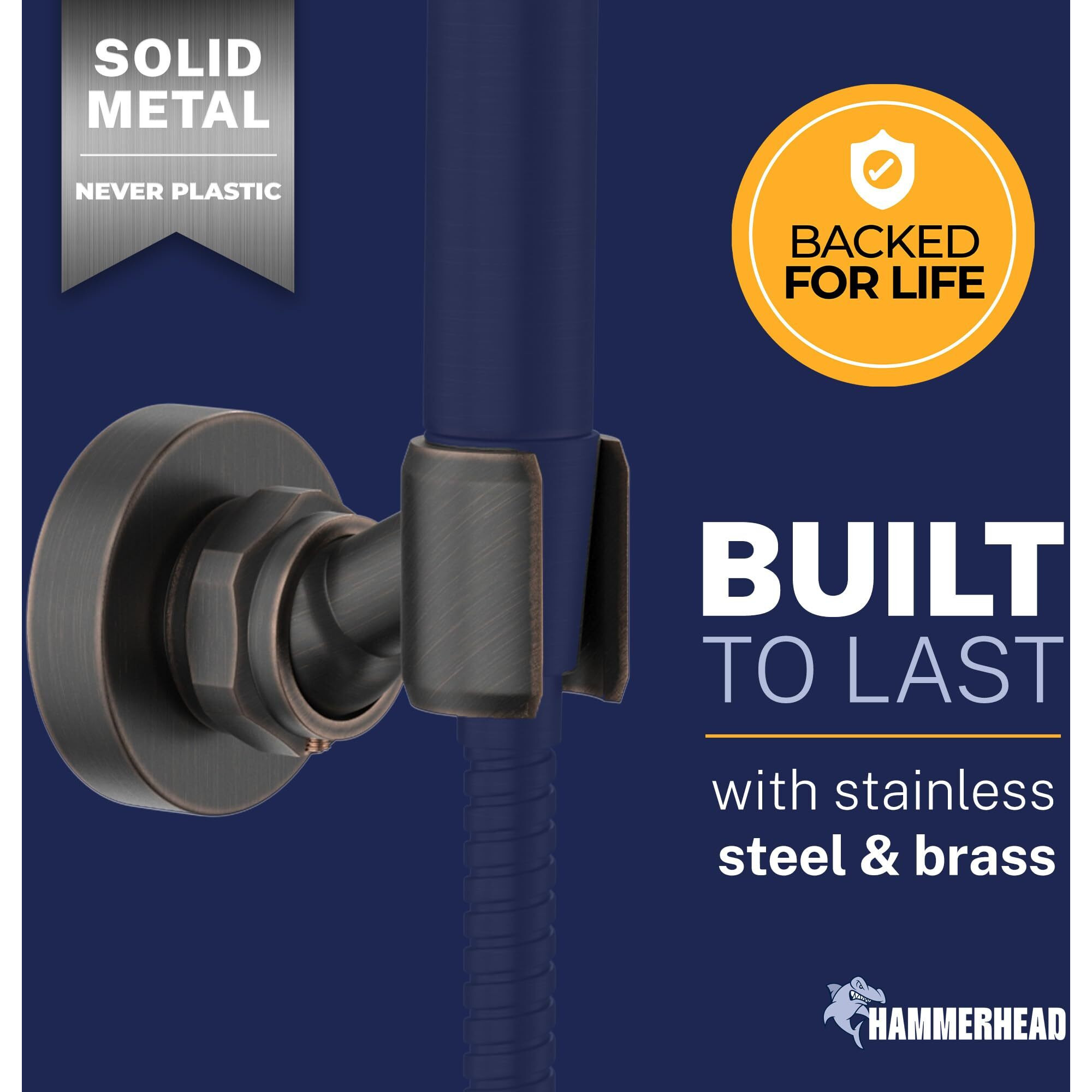Hammerhead Showers All Metal Handheld Showerhead Holder Wall Mount, Adjustable Screw-Mounted Pivot Ball, Shower Hose Holder, Fits Most Handheld Showerheads, Oil Rubbed Bronze
