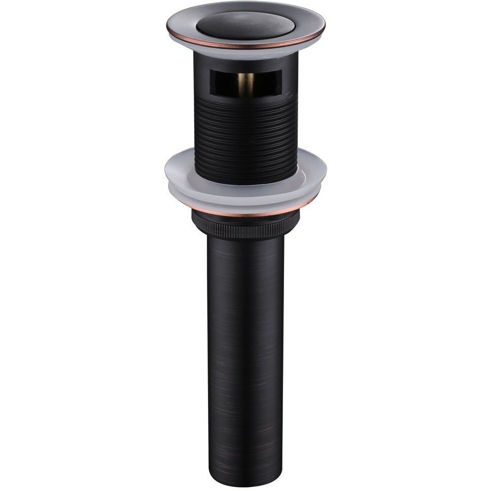 Angle Simple Bathroom Sink Drain With Overflow, Brass Pop Up Vanity Sink Drain Stopper Oil-Rubbed Bronze