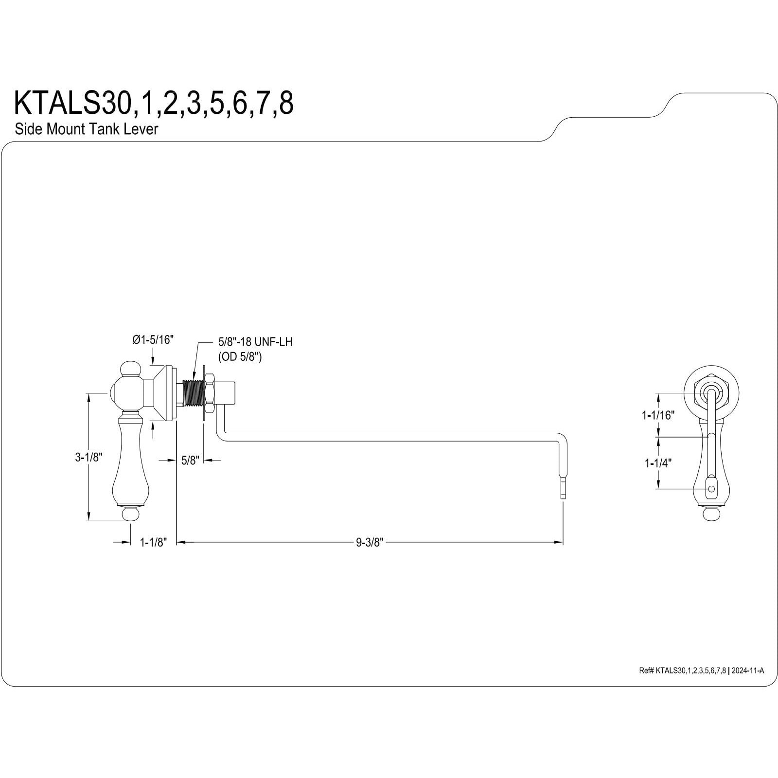 Kingston Brass Ktals35 Restoration Side Mount Toilet Tank Lever, Oil Rubbed Bronze