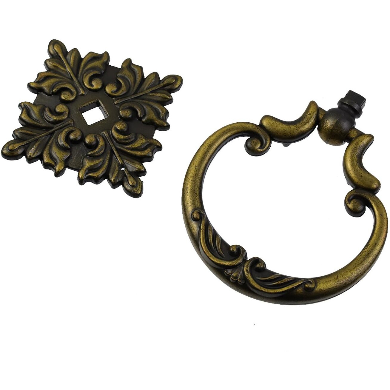 My Mironey 2 Pack Vintage Cabinet Handles, Oil Rubbed Bronze Ring Drawer Pulls, Zinc Alloy Hardware Knobs With Screws For Kitchen, Dresser, Cabinet