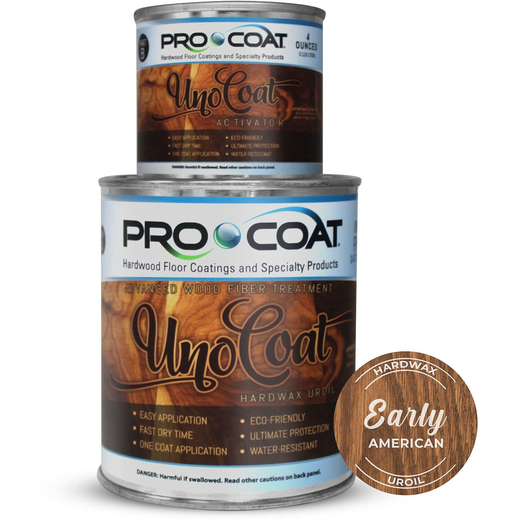 Unocoat Hardwax Uroil With Activator - Made In Usa, Advanced Wood Grain Treatment For Indoor Applications, Urethane-Modified Hard Wax Oil, For Any Wood Species-1 Pint (16Oz / 473Ml) - Early American