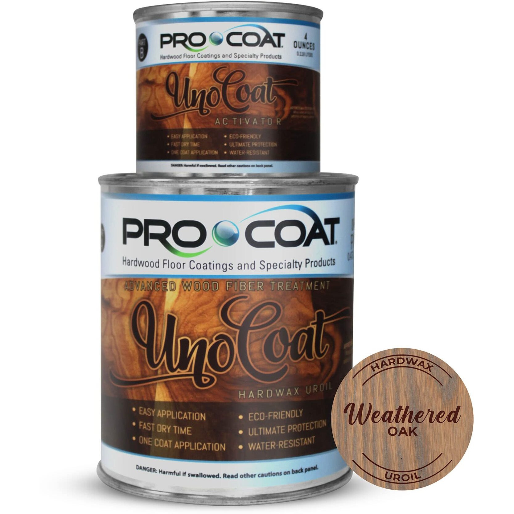 Unocoat Hardwax Uroil With Activator - Made In Usa, Advanced Wood Grain Treatment For Indoor Applications, Urethane-Modified Hard Wax Oil, For Any Wood Species-1 Pint (16Oz / 473Ml) - Weathered Oak