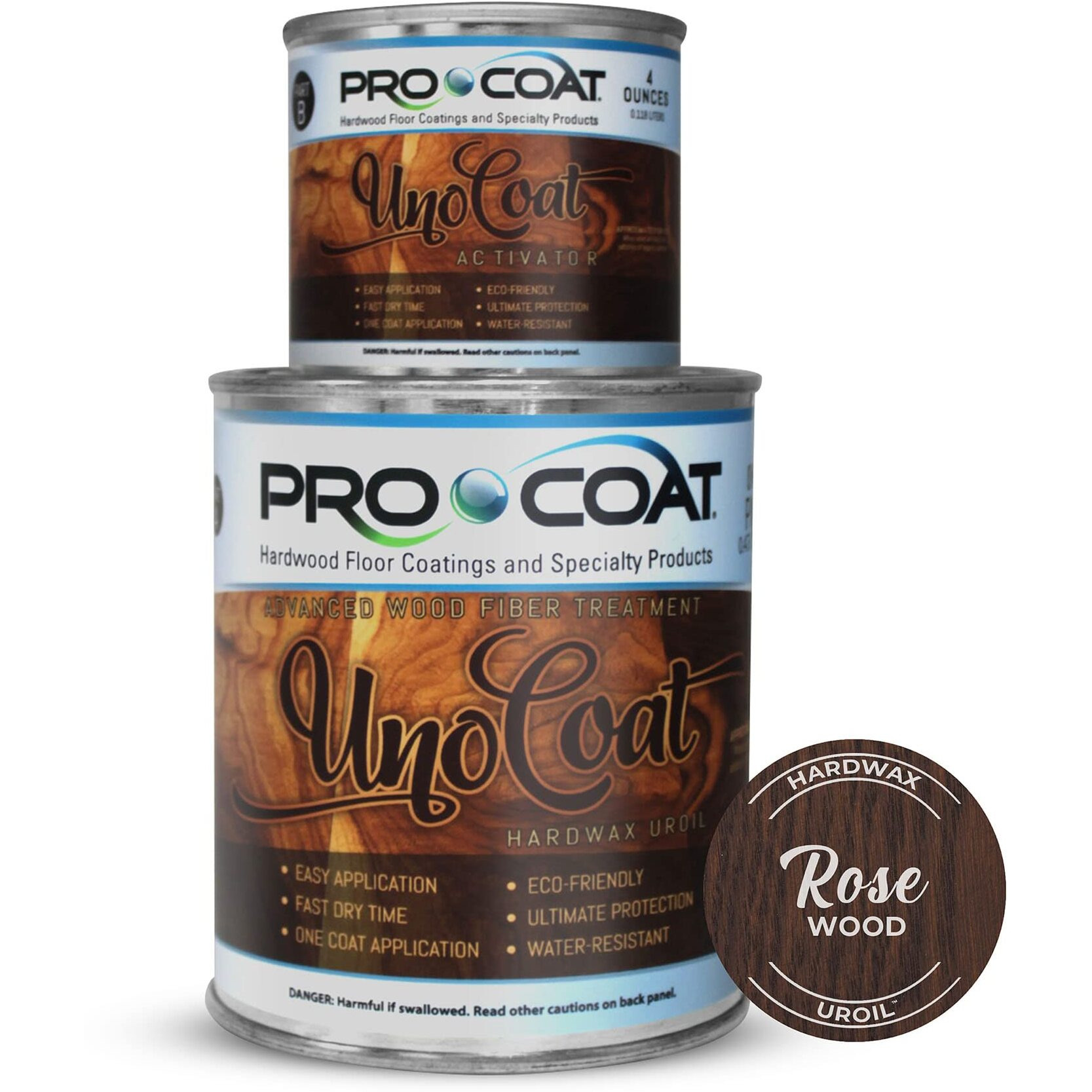 Unocoat Hardwax Uroil With Activator - Made In Usa, Advanced Wood Grain Treatment For Indoor Applications, Urethane-Modified Hard Wax Oil, For Any Wood Species-1 Pint (16Oz / 473Ml) - Rosewood