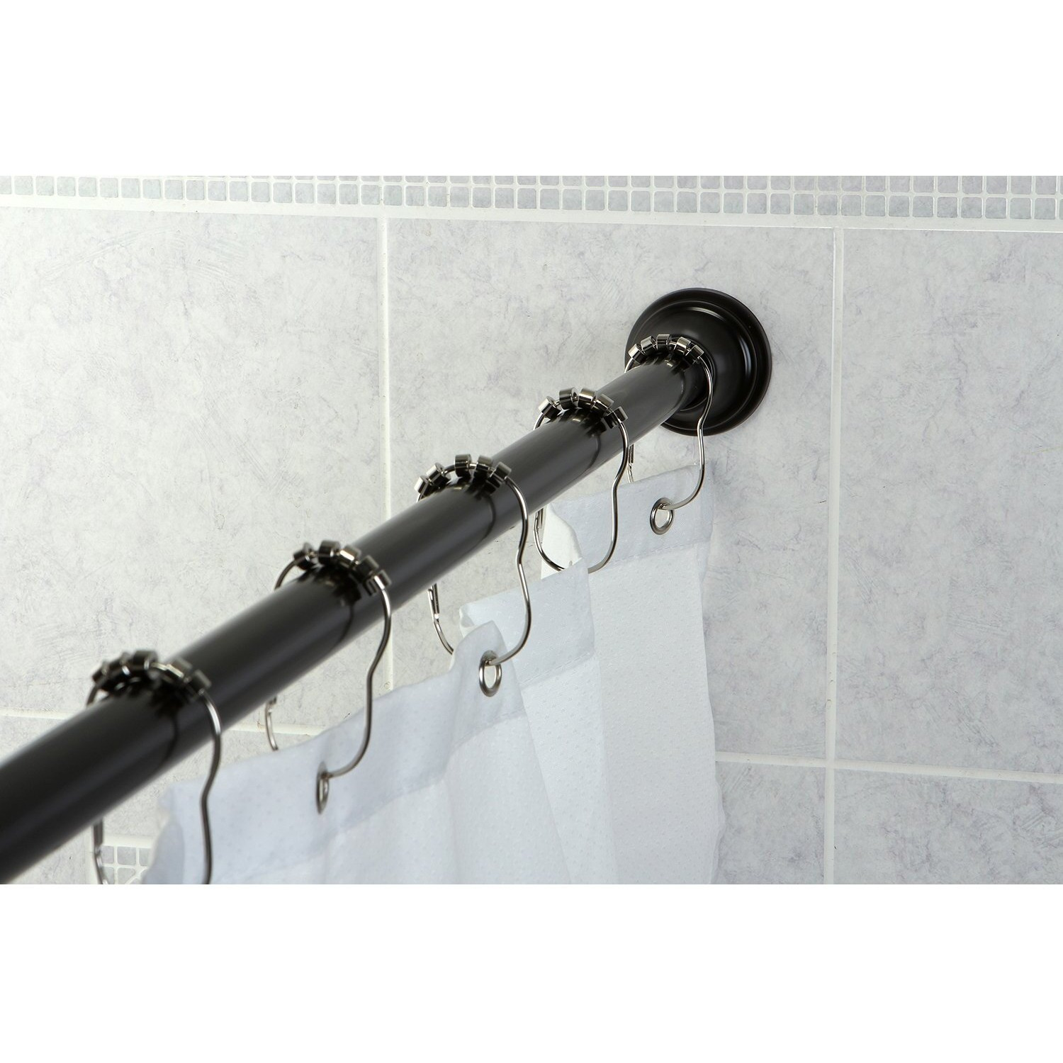 Kingston Brass Sr115 Americana 60-Inch-72-Inch Tension Shower Rod With Decorative Flange, Oil Rubbed Bronze
