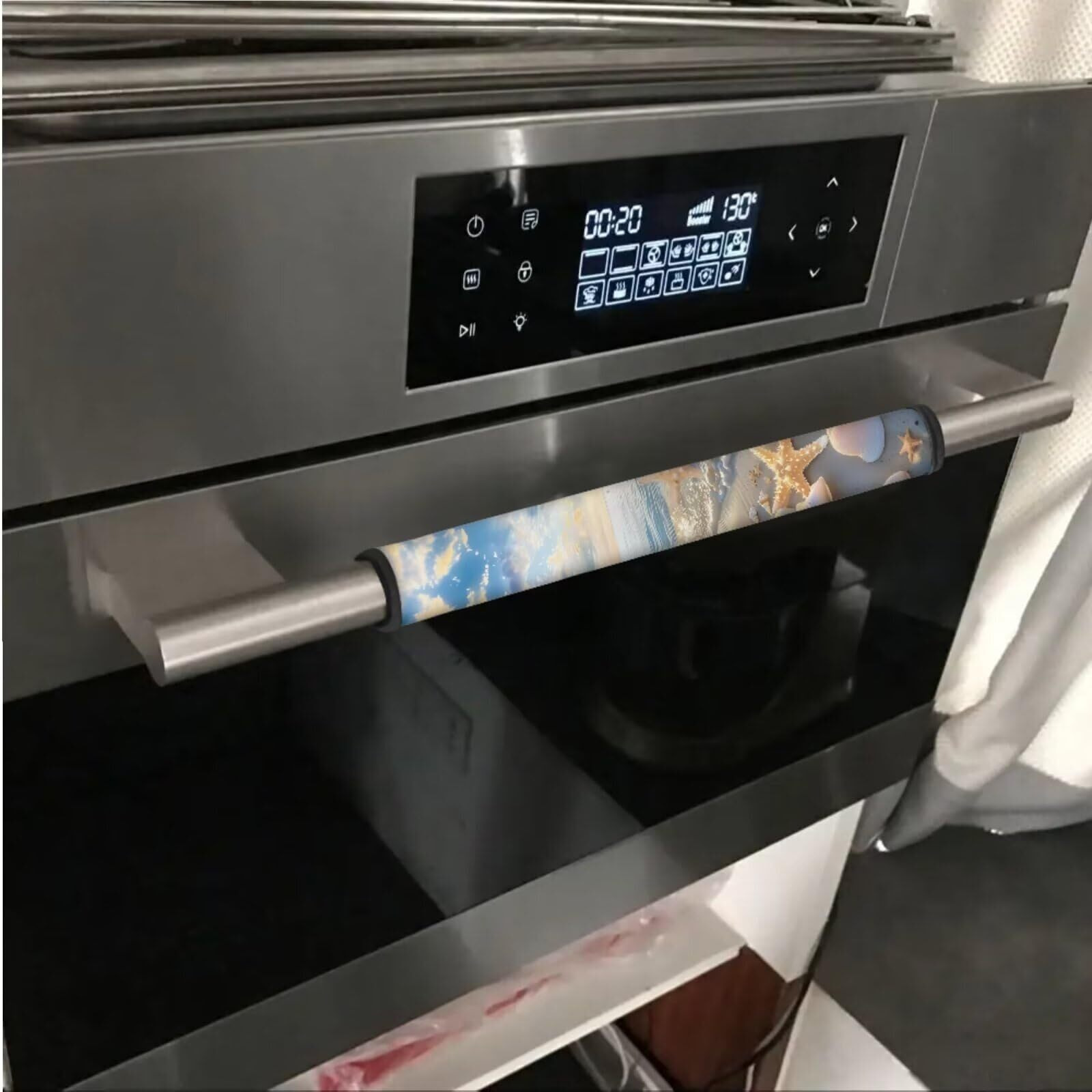 Garucesta 6 Pieces Refrigerator Microwave Door Handle Covers Electrical Appliances Handle Protector Keep Clean And Protected From Oil Stains, Fingerprints, Liquids, Starfish Sea Shell Whelk Beach
