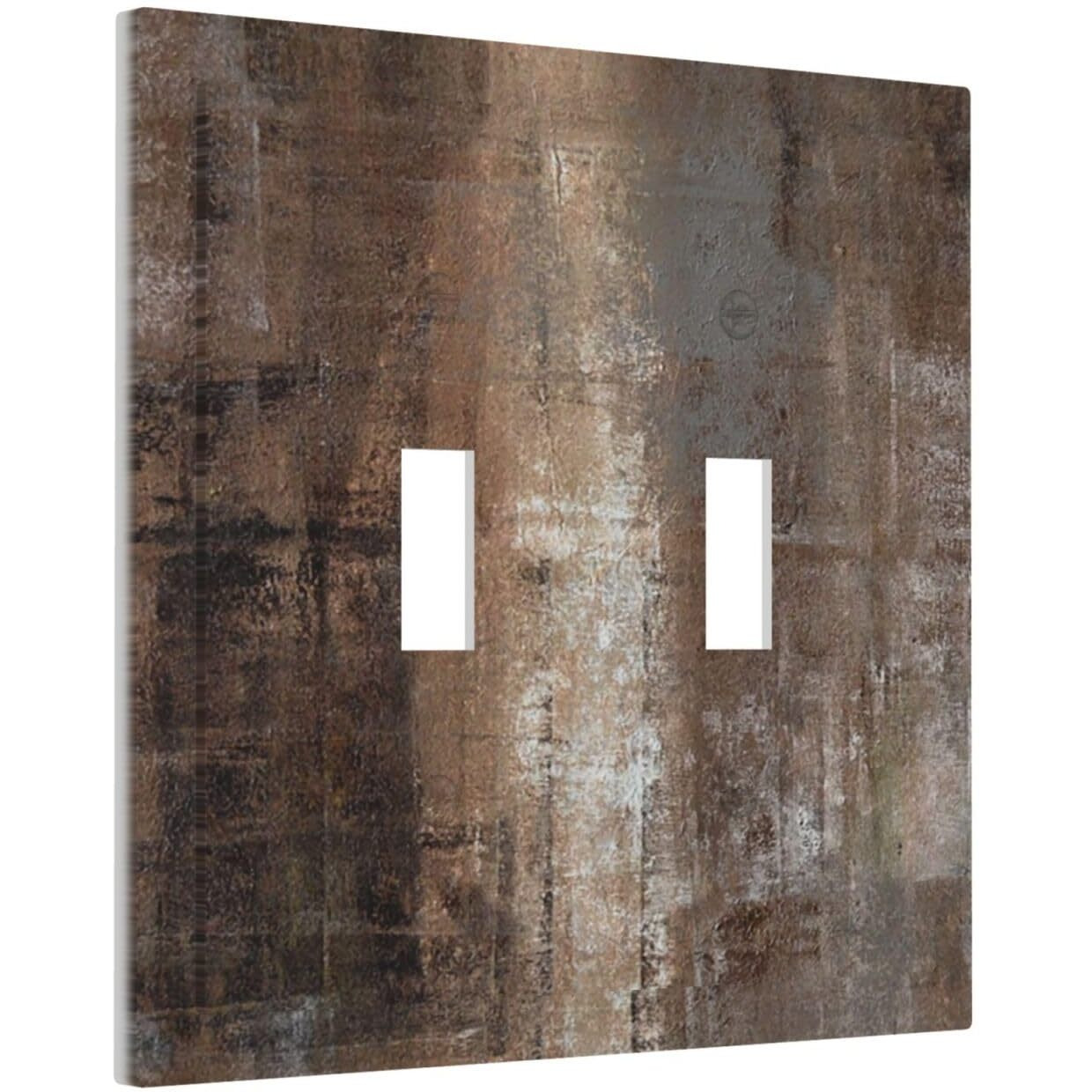 Brown Outlet Cover 2 Gang Double Toggle Light Switch Cover Decorative Wall Plate Taupe Rust Oil Painting Electrical Faceplate For Bathroom Home Living Room Bedroom