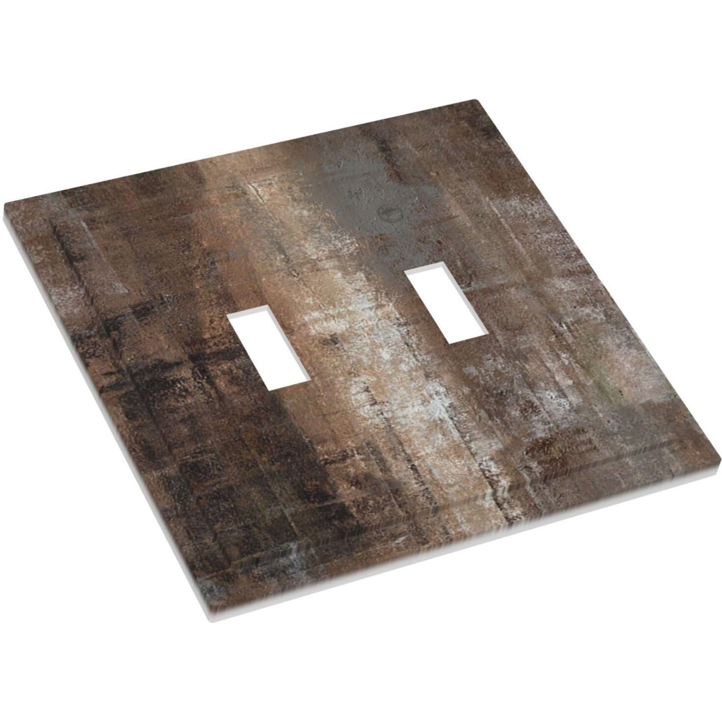 Brown Outlet Cover 2 Gang Double Toggle Light Switch Cover Decorative Wall Plate Taupe Rust Oil Painting Electrical Faceplate For Bathroom Home Living Room Bedroom