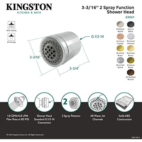 Kingston Brass Kx8615 Vilbosch Shower Head, Oil Rubbed Bronze