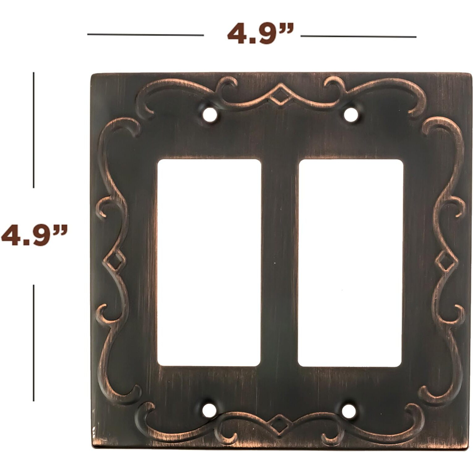 Sleeklighting | Wall Plates Decorative Regal Scrollwork Oil Rubbed Bronze | Electric Outlet And Switch Covers| Style 2 Gang Decorator (1 Pack)
