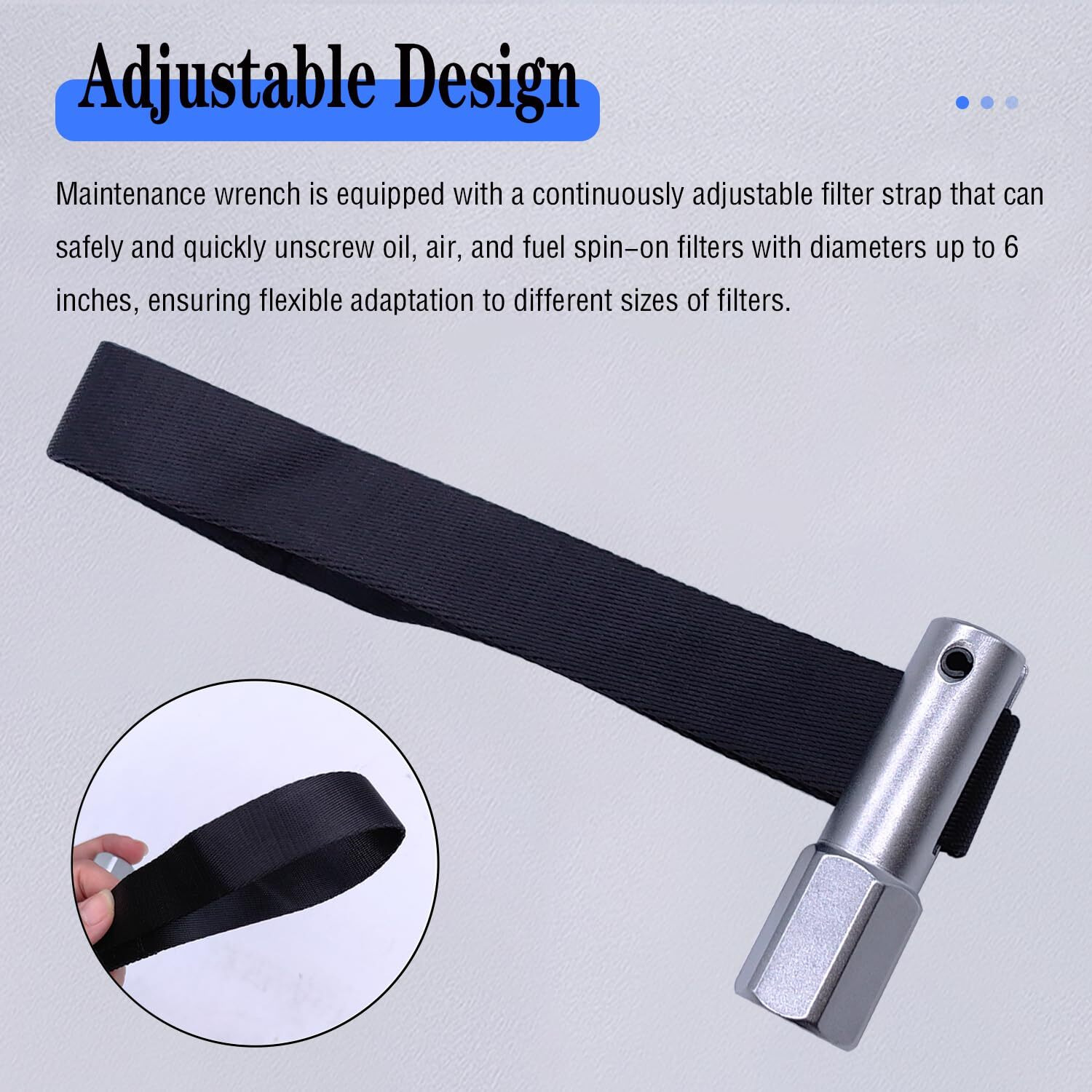 Jeuclel 1/2"" Drive Oil Filter Strap Wrench, Oil Filter Strap Type Wrench Remover Compatible With Most Vehicles Engine Maintenance, 120Mm Adjustable Filter Removal Auto Engine Motorcycle Belt Wrench