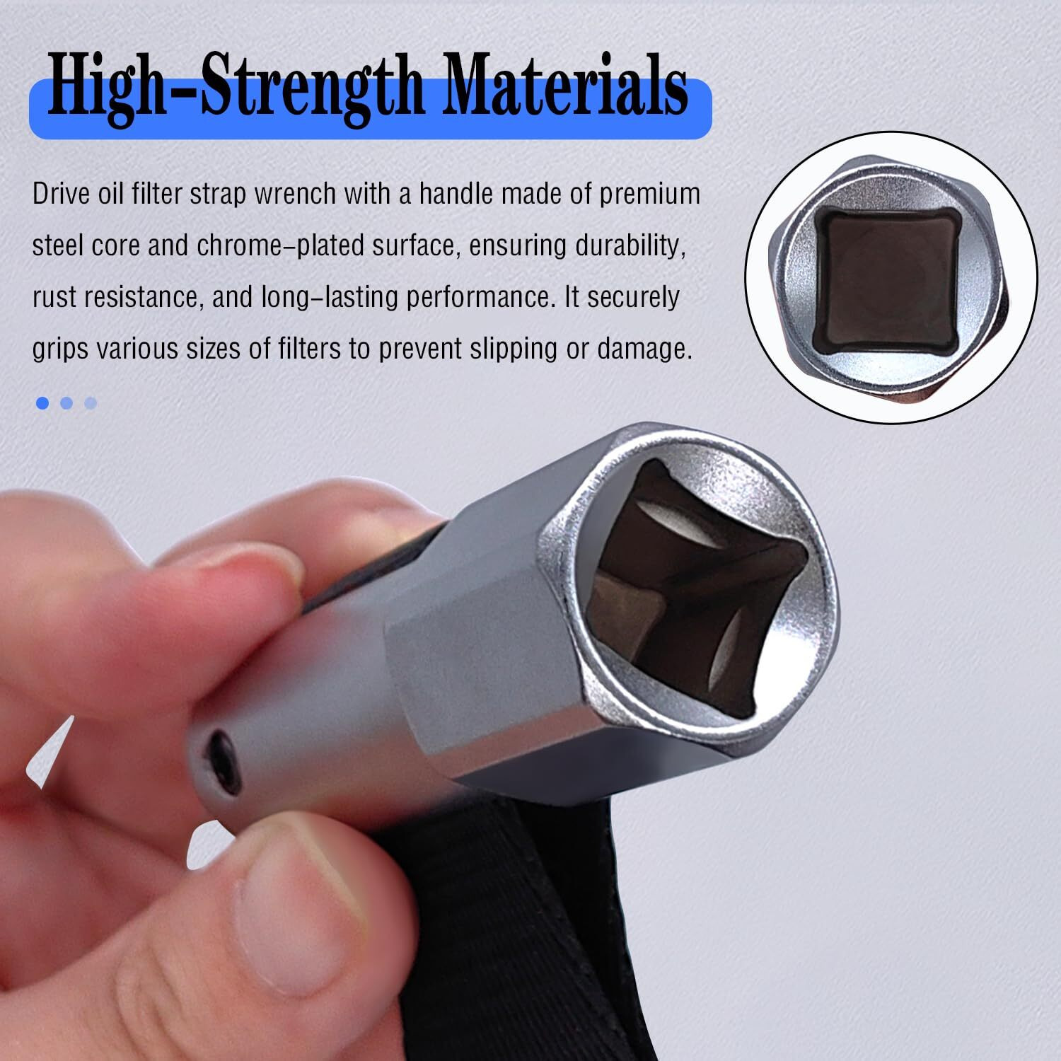 Jeuclel 1/2"" Drive Oil Filter Strap Wrench, Oil Filter Strap Type Wrench Remover Compatible With Most Vehicles Engine Maintenance, 120Mm Adjustable Filter Removal Auto Engine Motorcycle Belt Wrench