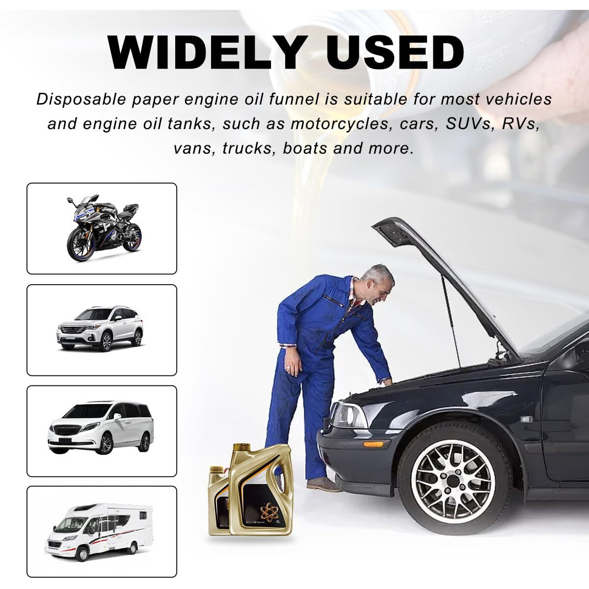 Dxnq 60Pcs Disposable Engine Oil Funnels, Paper Cone Funnel Motor Oil Funnel Dispensers For Oil Change, Automotive Use No Spill Disposable Paper Funnels For Water Coolant Gas