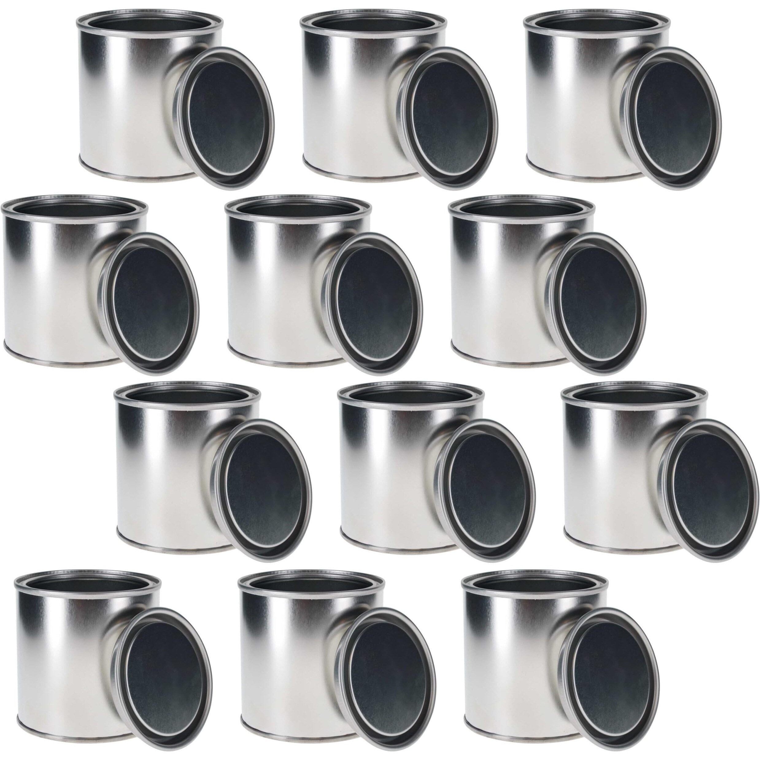 Master Elite Small 1/2 Pint Unlined Empty Metal Paint Can Bucket With Lids, Pack Of 12 - Triple Tight Lid Seal, 8 Fl. Oz. Steel Coating Storage Container Tin - Store Oil-Based Paint, Art, Diy Crafts