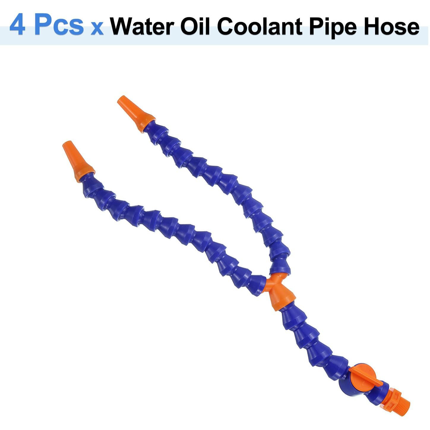 Uxcell 4Pcs G3/8"" Thread Flexible Water Oil Coolant Pipe Hose, 400Mm Plastic Adjustable Round Nozzle Y Shape Cooling Pipe Hose With Switch For Lathe Cnc Water Cooling System