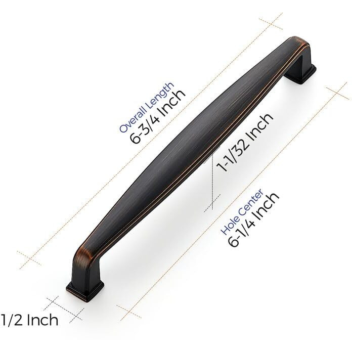 Ravinte 5 Pack Solid 6-1/4 Inch Cabinet Handles Oil Rubbed Bronze Pulls For Drawers, Kitchen Hardware, Cabinets, Cupboards