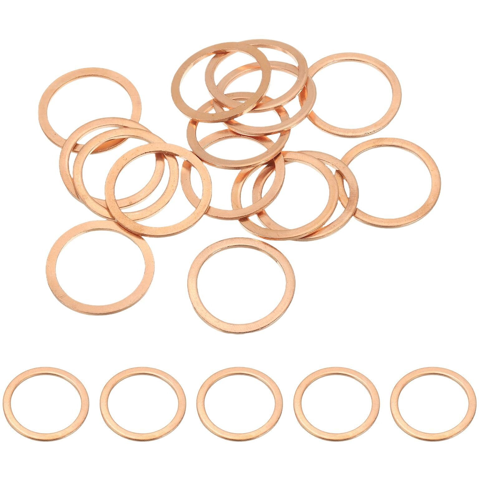 Patikil M24 Copper Washer Sealing Ring, 15 Pieces 24Mm Id 30Mm Od 1.5Mm Thickness Metric Flat Sealing Gasket Crush Washer For Screws Bolt Sump Plugs Oil Drain