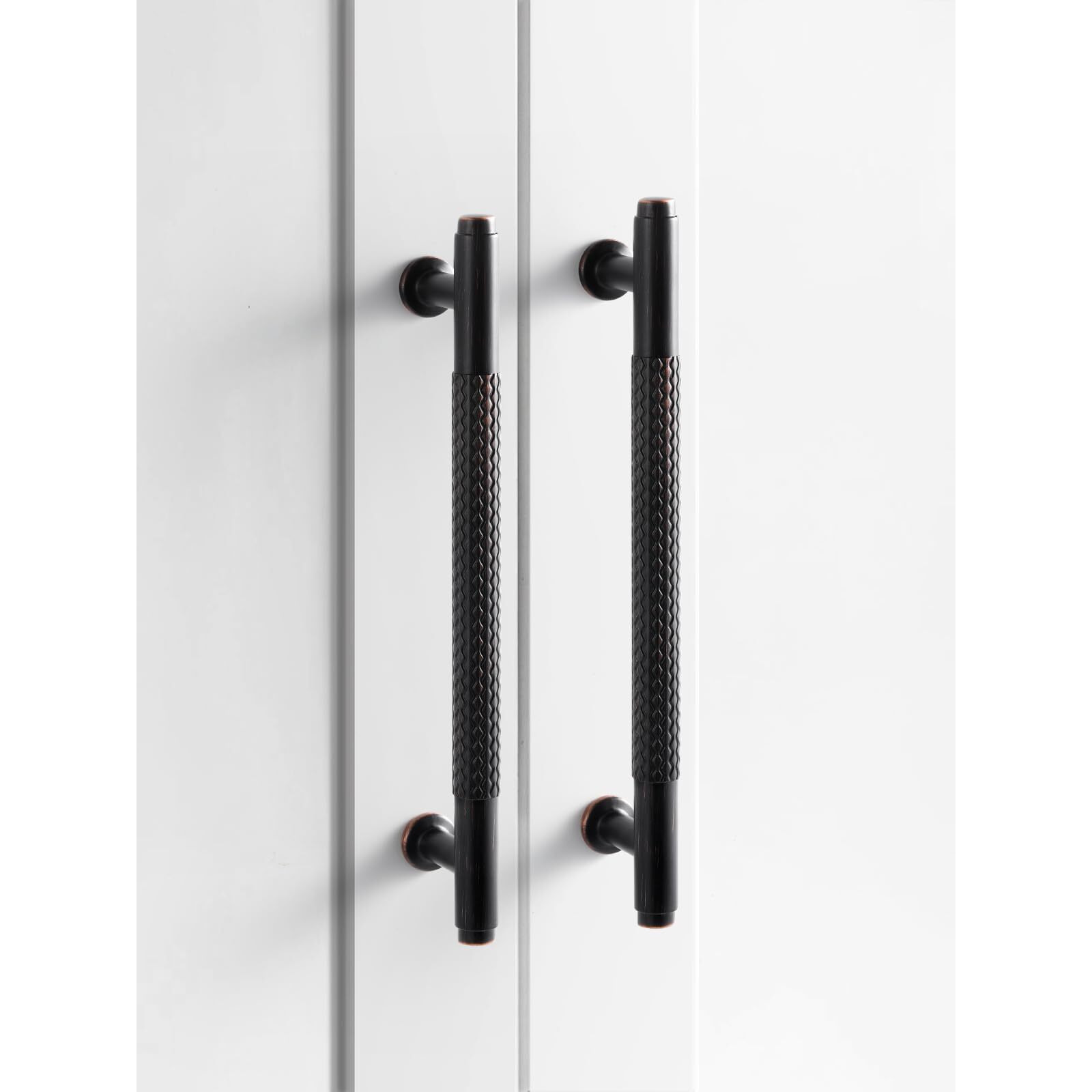 Sorwduerm 5 Pack 3.78 Inch(96Mm) Oil Rubbed Bronze Cabinet Handles Knurled Kitchen Cabinet Pulls Cupboard Kitchen Hardware Drawer Pulls Dresser Handles