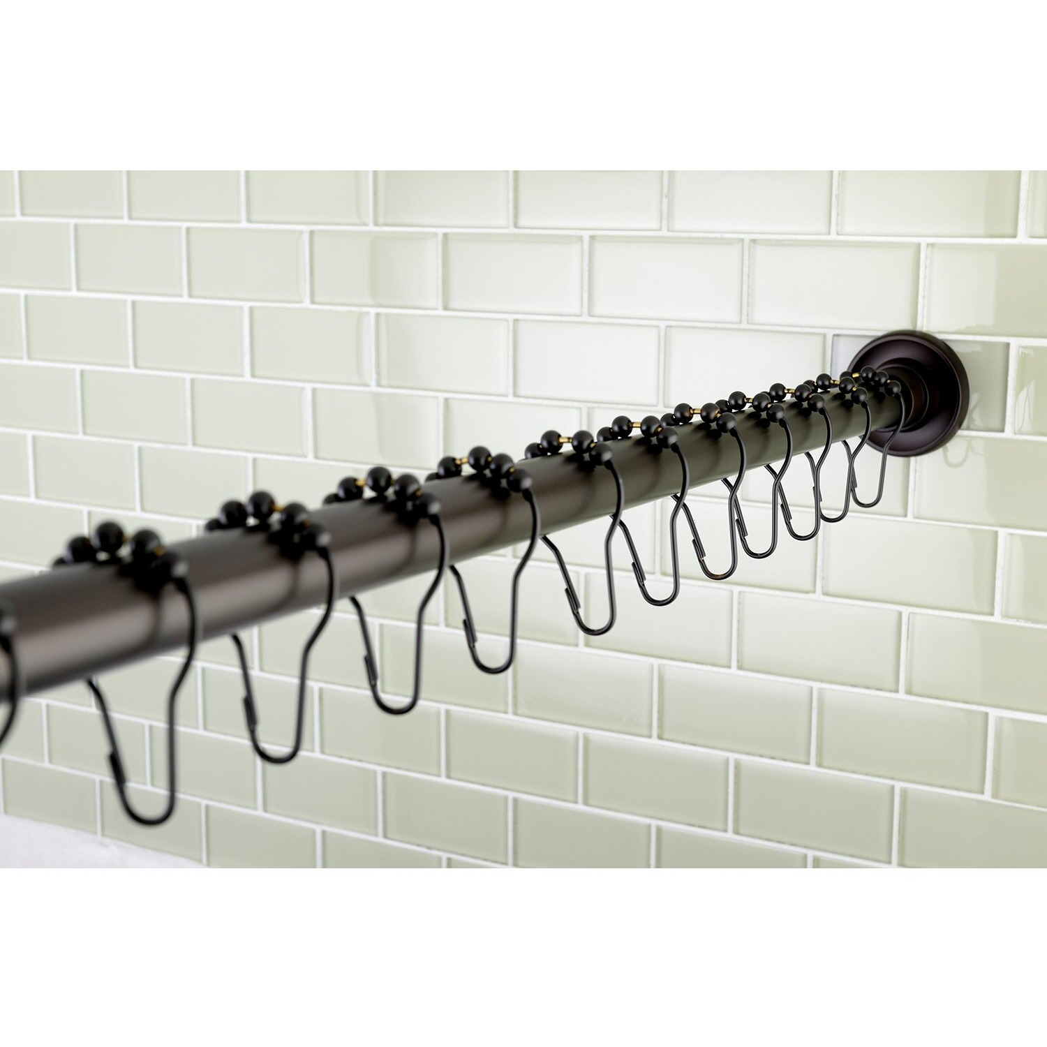 Kingston Brass Ksr605 Edenscape 60""-72"" Stainless Steel Adjustable Tension Shower Curtain Rod With Rings, Oil Rubbed Bronze