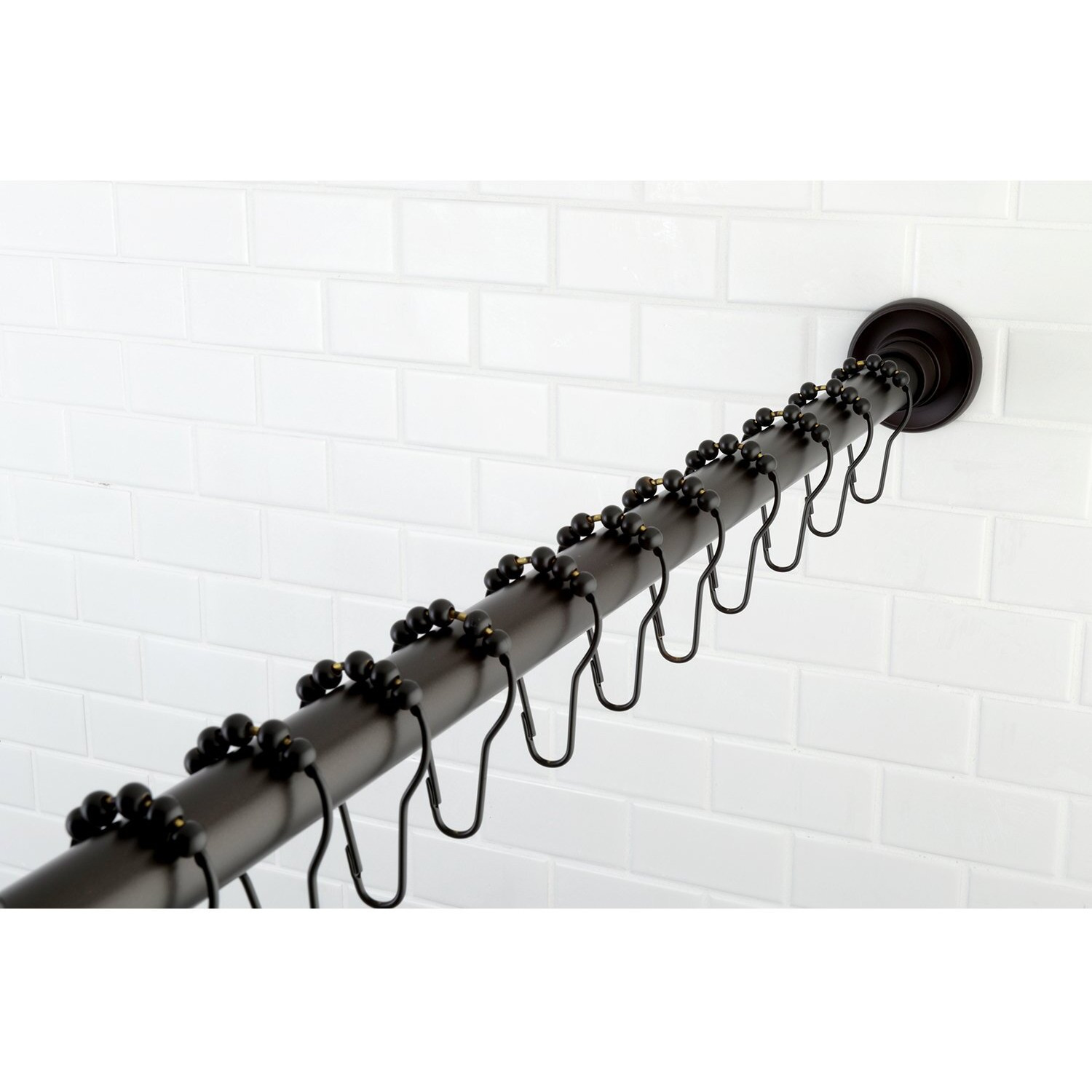 Kingston Brass Ksr605 Edenscape 60""-72"" Stainless Steel Adjustable Tension Shower Curtain Rod With Rings, Oil Rubbed Bronze