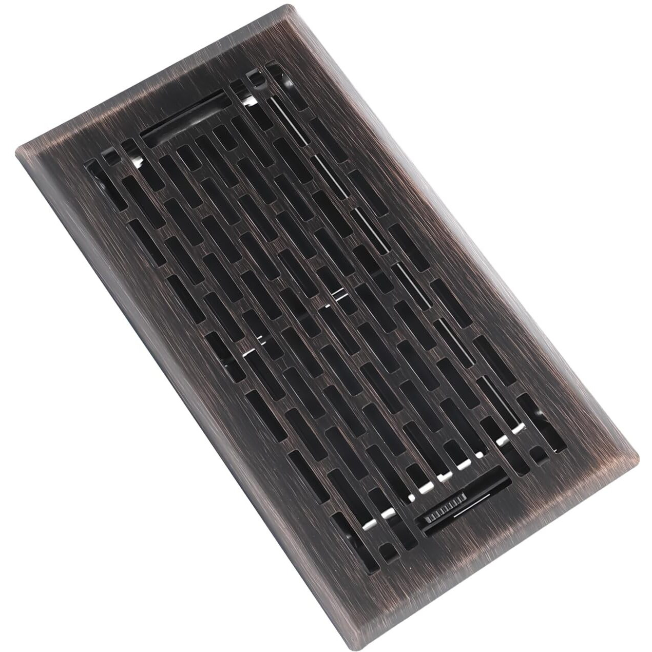 Sanycasa Floor Register 4X8 Inches - Heavy Duty Walkable Steel Floor Vents Ease Adjust Air Flow Direction Floor Registers - Boston Design - Oil Rubbed Bronze Air Floor Vent Covers For Home