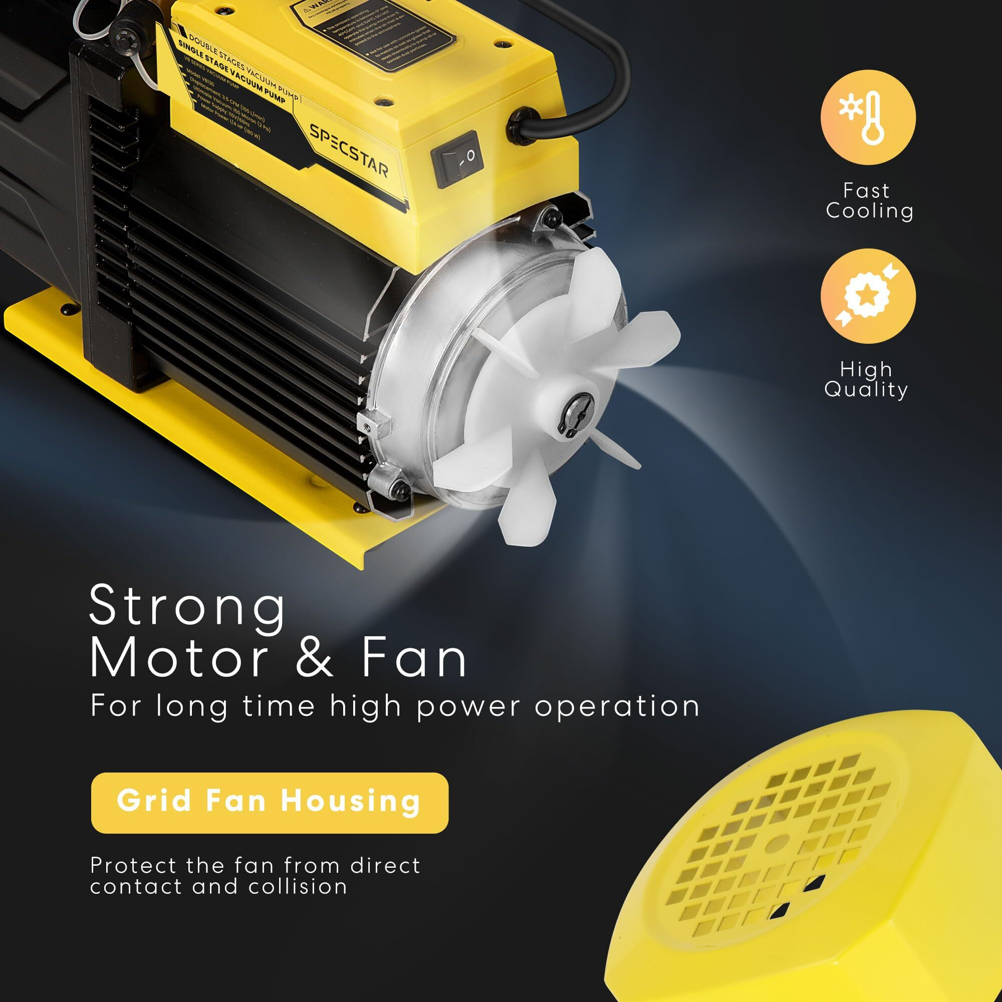 Specstar 3/4 Hp 7.2 Cfm 110V Dual Stage Rotary Vane Hvac Air Vacuum Pump For R134A R12 R22 R502 R410A Systems With 2 Oil Bottles For Air Conditioner Servicing Resin Degassing And More