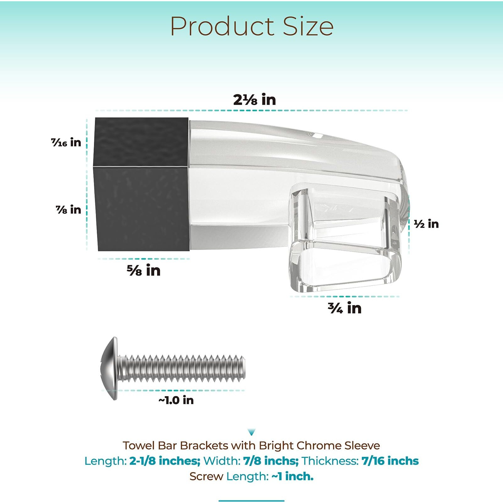 Shuisen Shower Door Towel Bar Brackets For Framed Sliding Shower Door Towel Bar, Clear Acrylic Bracket With Oil Rubbed Bronze Sleeve Fit For Alumax/Basco Glass Shower Doors, Set Of Two Brackets