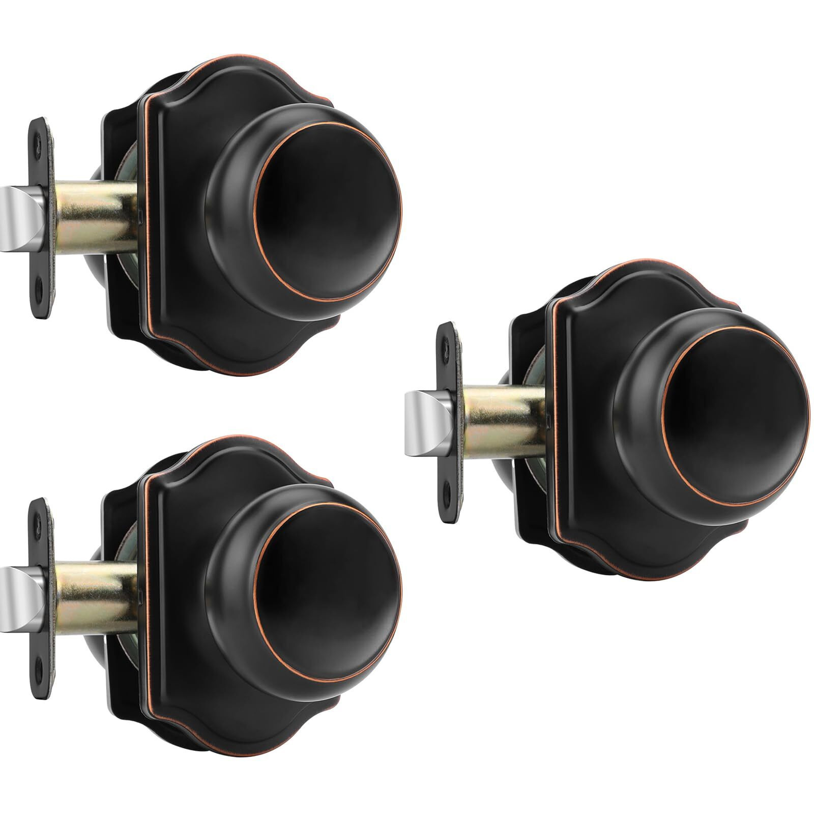 Haidms Oil Rubbed Bronze Closet Door Knobs Interior, Passage Interior Door Knobs, Bronze Indoor Closet Doorknobs For Closet Or Hall (3 Pack)