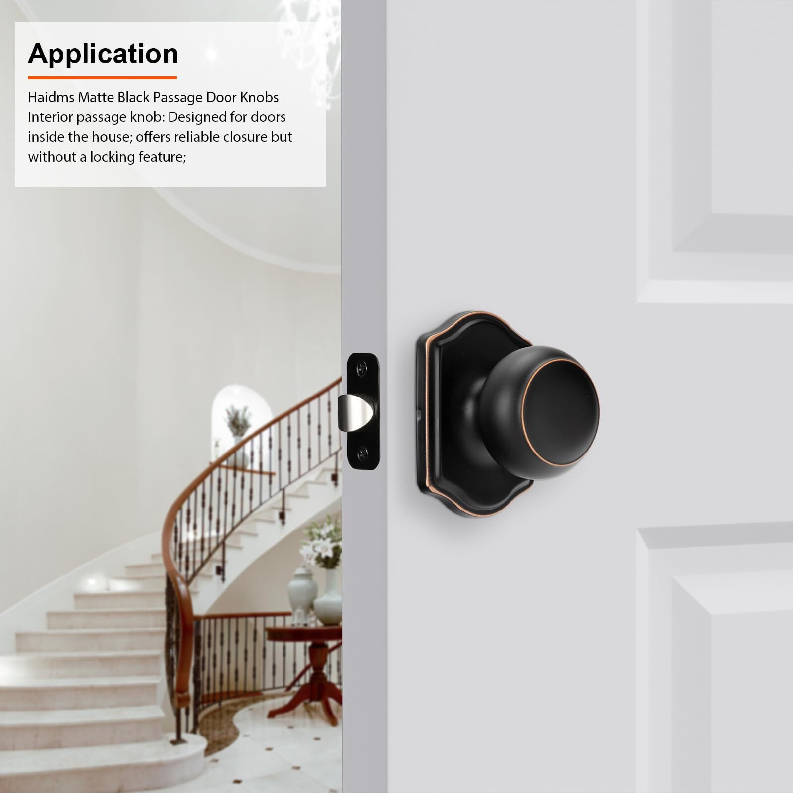 Haidms Oil Rubbed Bronze Closet Door Knobs Interior, Passage Interior Door Knobs, Bronze Indoor Closet Doorknobs For Closet Or Hall (3 Pack)