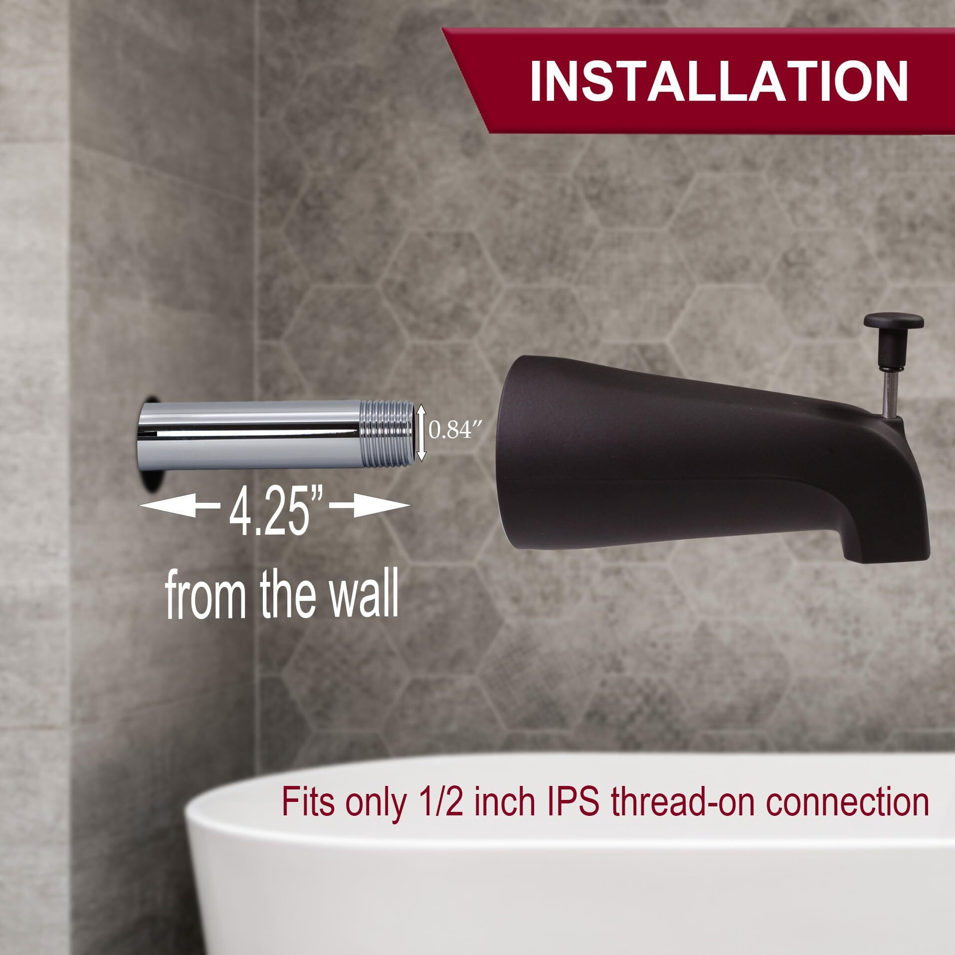 Westbrass E531D-1F-2-12 5-1/4"" Reach Wall Mount Tub Spout With Front Diverter, Oil Rubbed Bronze (2-Pack)