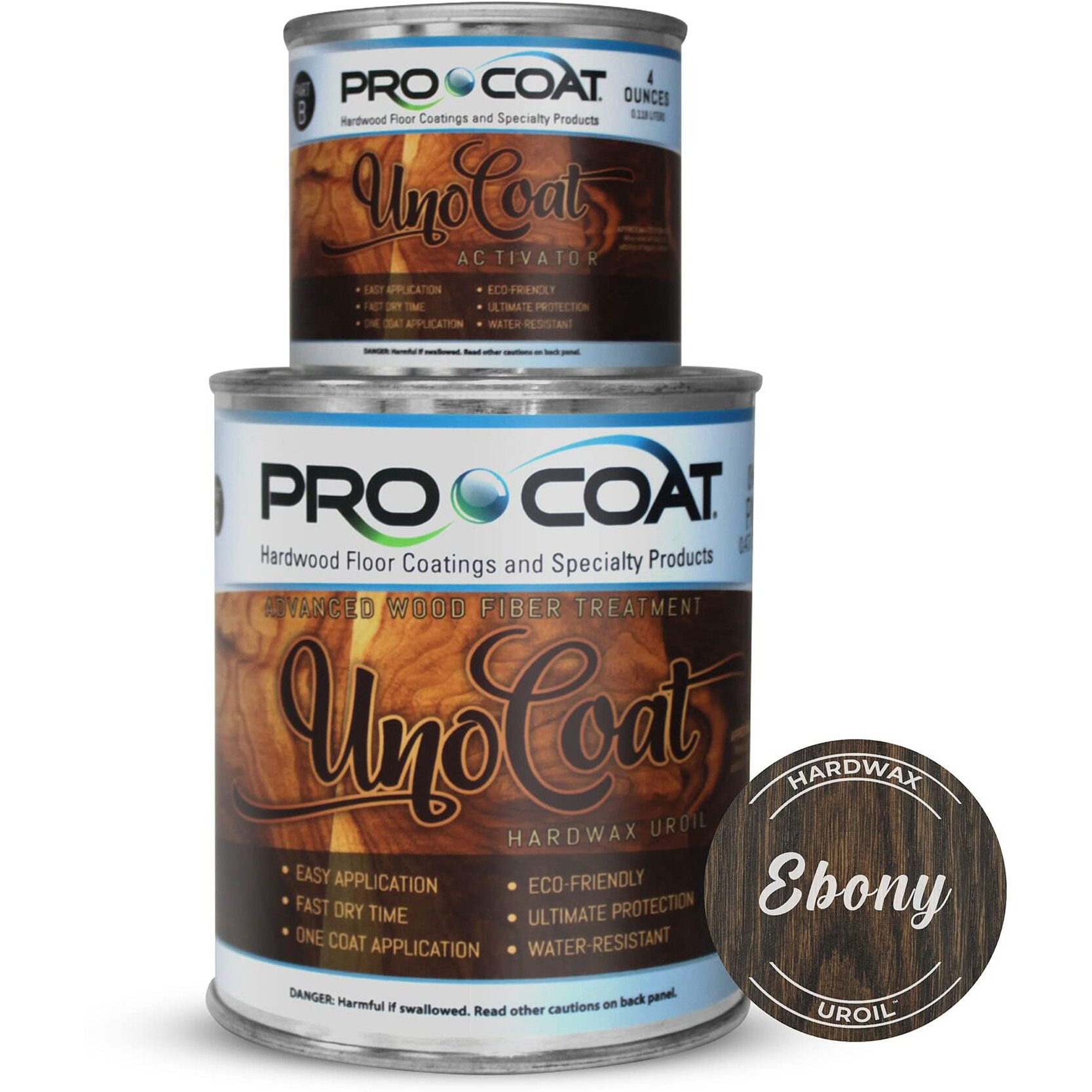 Unocoat Hardwax Uroil With Activator - Made In Usa, Advanced Wood Grain Treatment For Indoor Applications, Urethane-Modified Hard Wax Oil, For Any Wood Species-1 Pint (16Oz / 473Ml) - Ebony