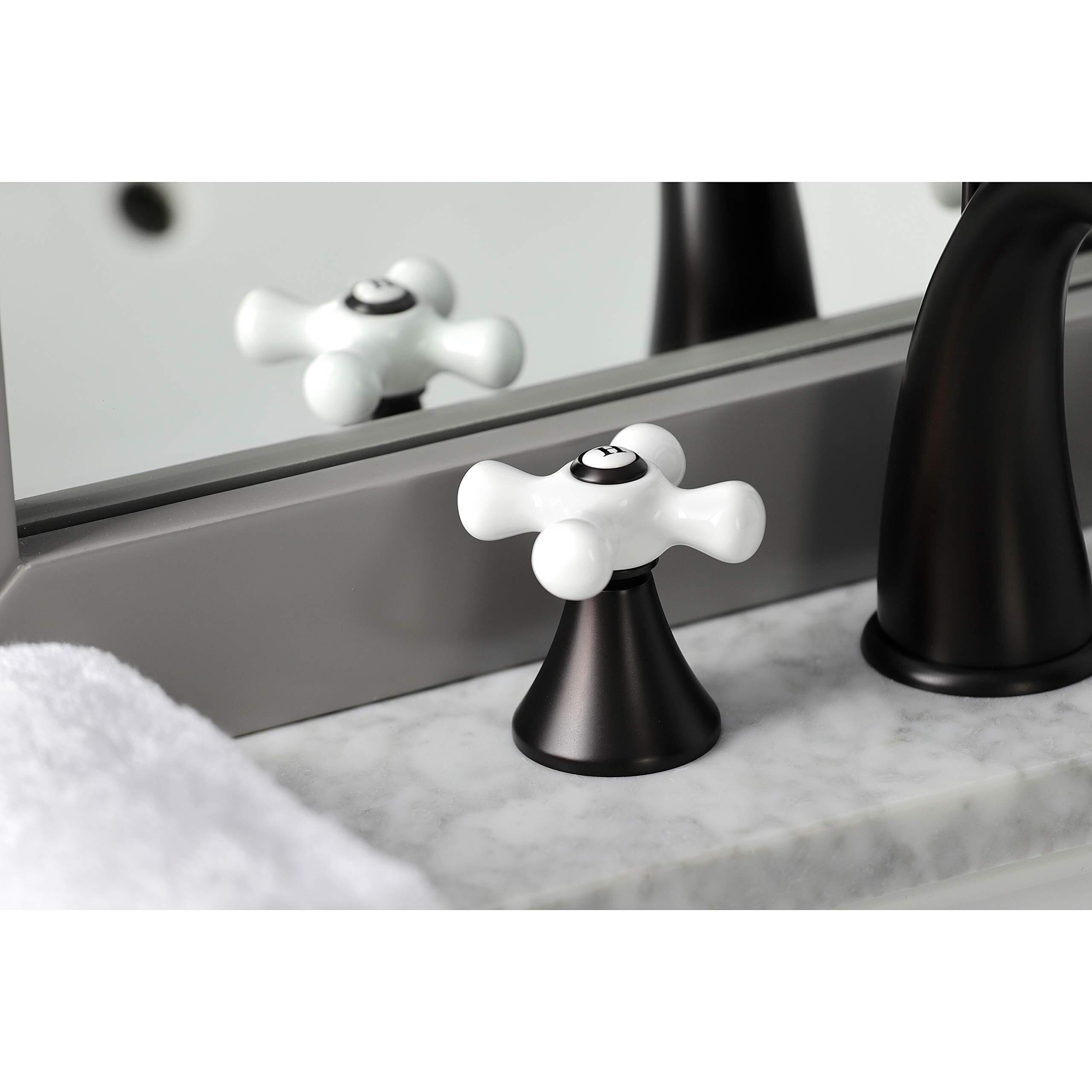 Kingston Brass Ks2975Px Naples Widespread Lavatory Faucet With Porcelain Cross Handle, Oil Rubbed Bronze