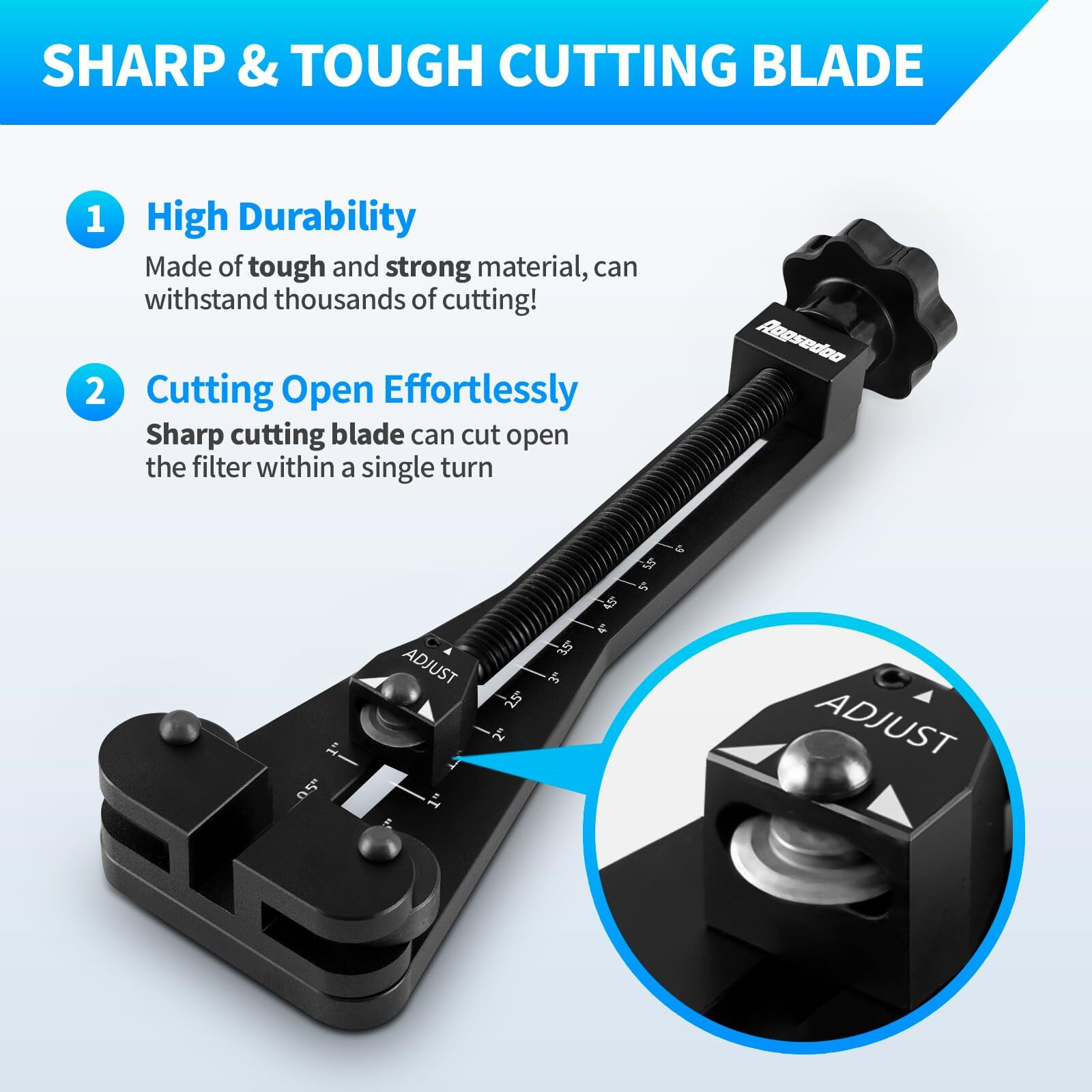 Aoosedoo Oil Filter Cutter Oil Filter Cutter Cutting Tool For Filter Up To 5-3/4"" In Diameter Fits For Cars Boats Trucks Engine Oil Filter Black With One Doube-Ended An Wrench Aluminum Blue