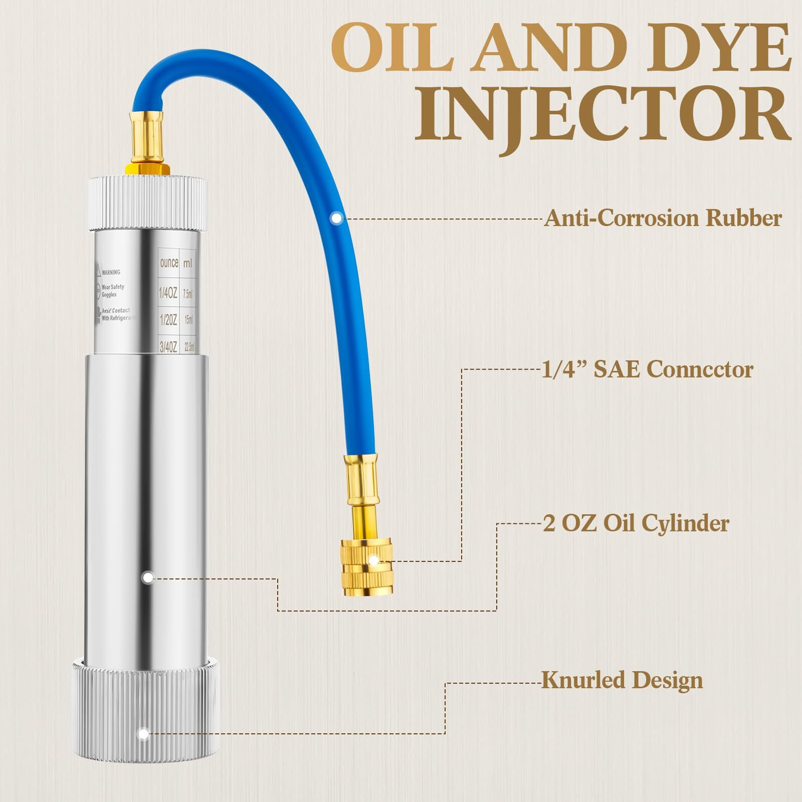 Glooglitter Ac Oil Dye Injector Kit Includes A/C Oil And Dye Injector Backflow Prevent And R410A Mini Split Adapters Valve Core Remover Compatible Withr134A R22 R12 R1234Yf Refrigerant System