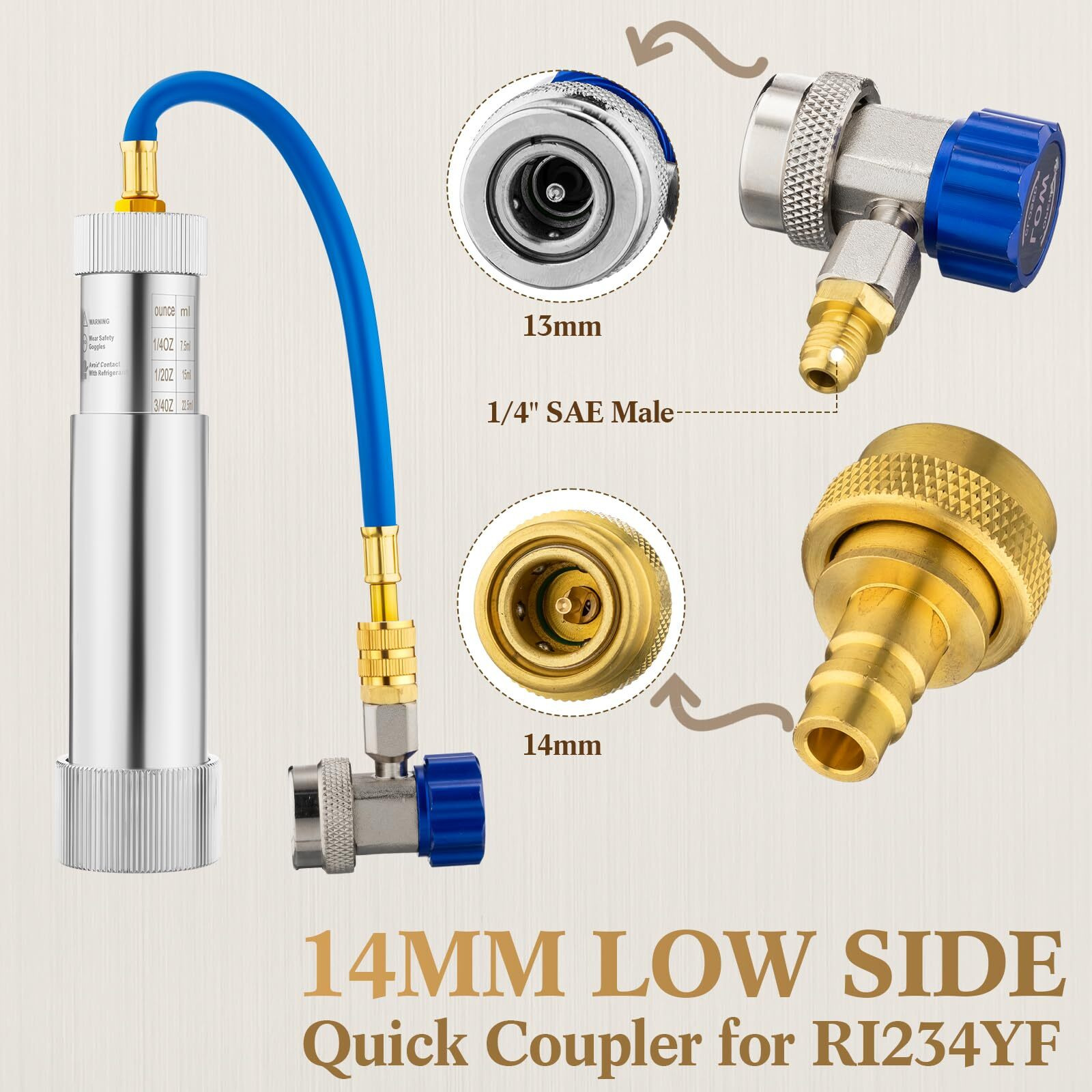 Glooglitter Ac Oil Dye Injector Kit Includes A/C Oil And Dye Injector Backflow Prevent And R410A Mini Split Adapters Valve Core Remover Compatible Withr134A R22 R12 R1234Yf Refrigerant System