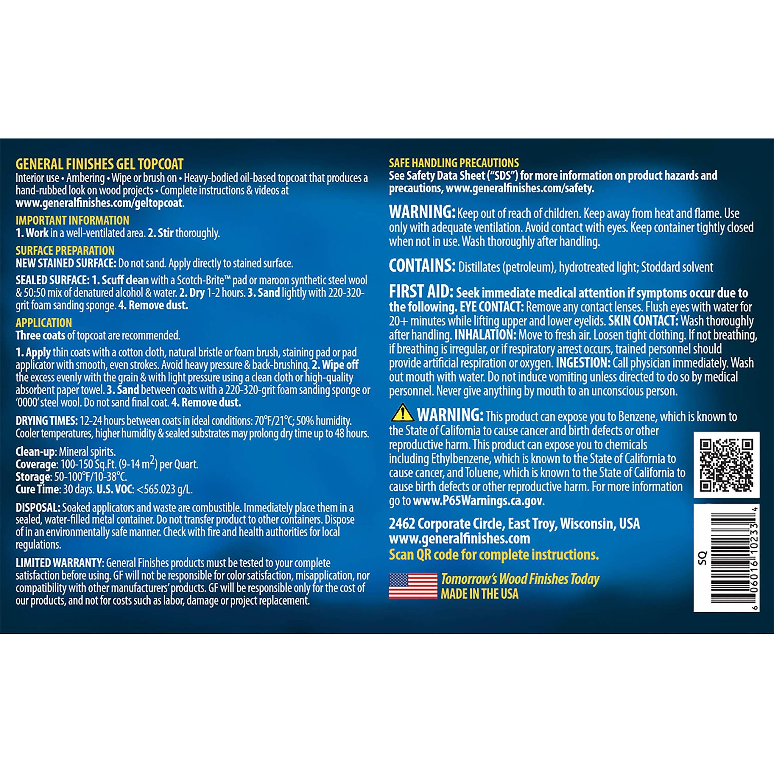 General Finishes Oil Based Gel Topcoat, 1 Quart, Satin