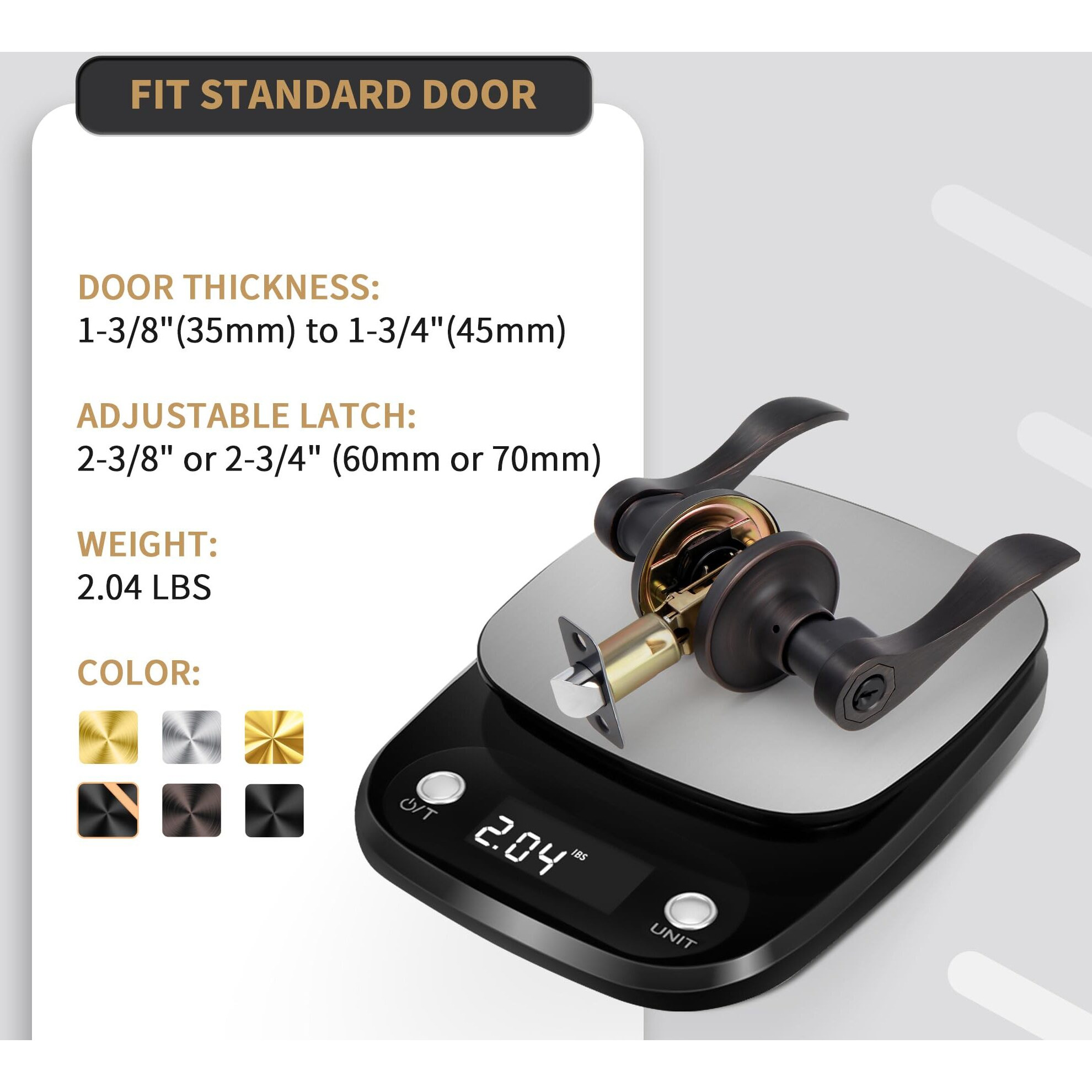 Gaurqiah Wave Style Entry Door Handle With Keys, Keyed Door Lever With Lock For Front/Entrance In Oil Rubbed Bronze Finish, Reversible Door Lever For Left/Right Doors