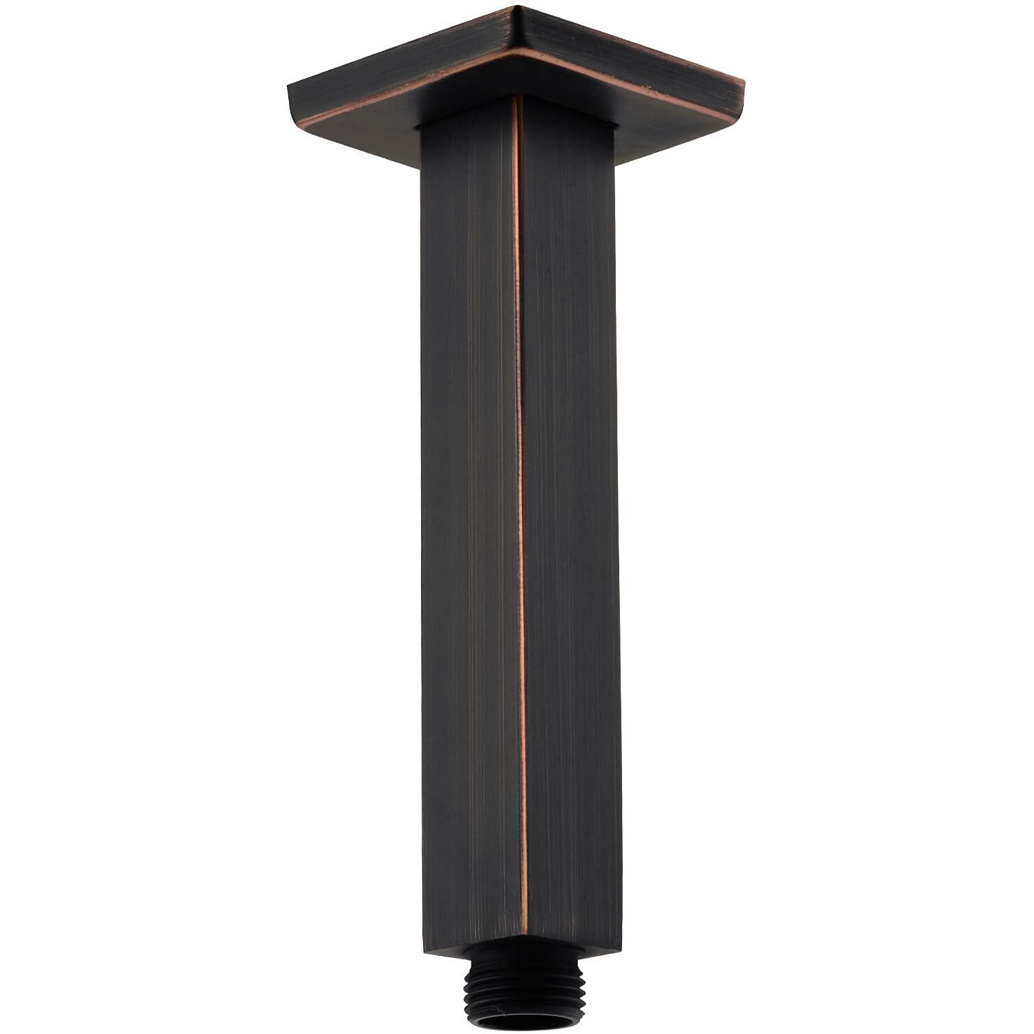 Brushed Bronze Shower Arm With Flange Ceiling Mounted 6 Inch Square Stainless Steel Extension For Overhead Rainfall Shower Head, Oil Rubbed Bronze