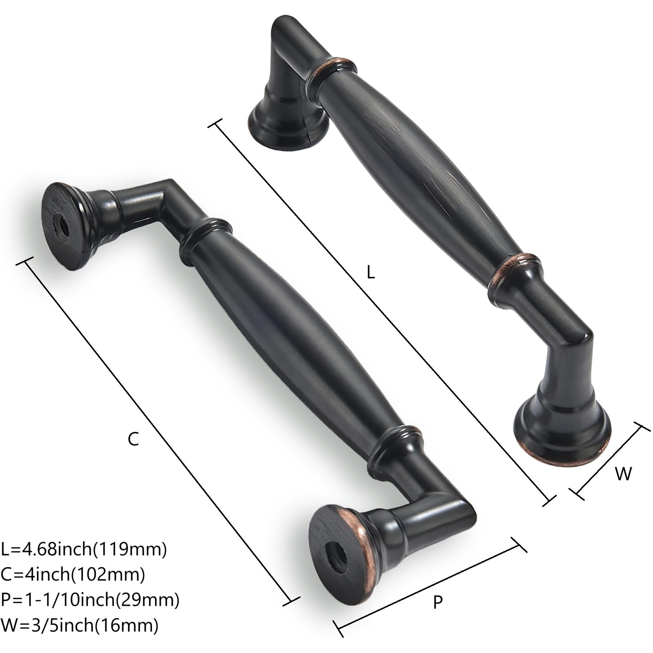 Zauyx 10 Pack 4 Inch Hole Center Oil Rubbed Bronze Cabinet Pulls Solid Heavy Duty Cabinet Pull Cabinet Handles Kitchen Cabinet Hardware Vanity Handles Bathroom Cabinet Pulls